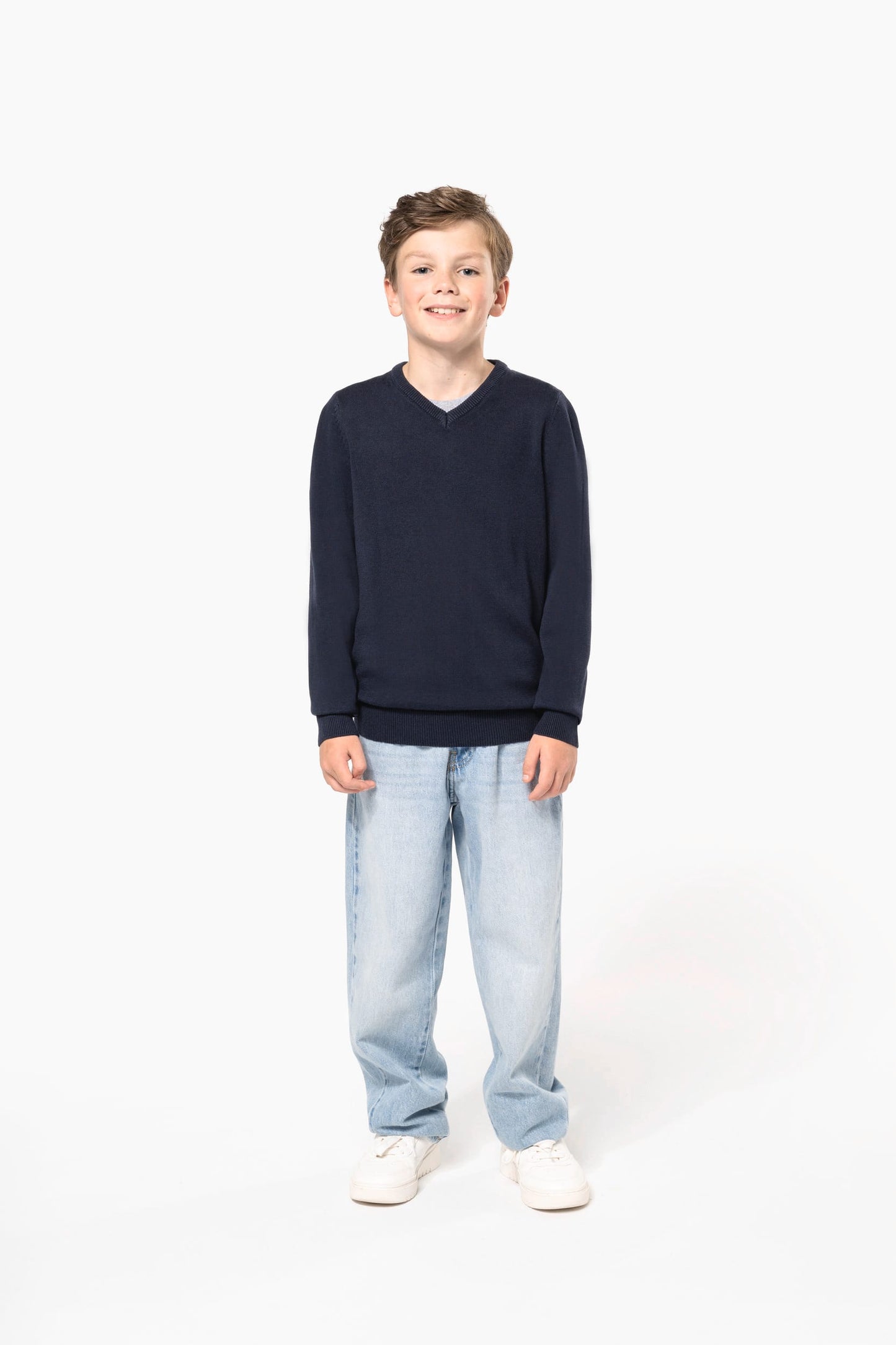 K9109 - Pullover bambino con collo a V<br/>