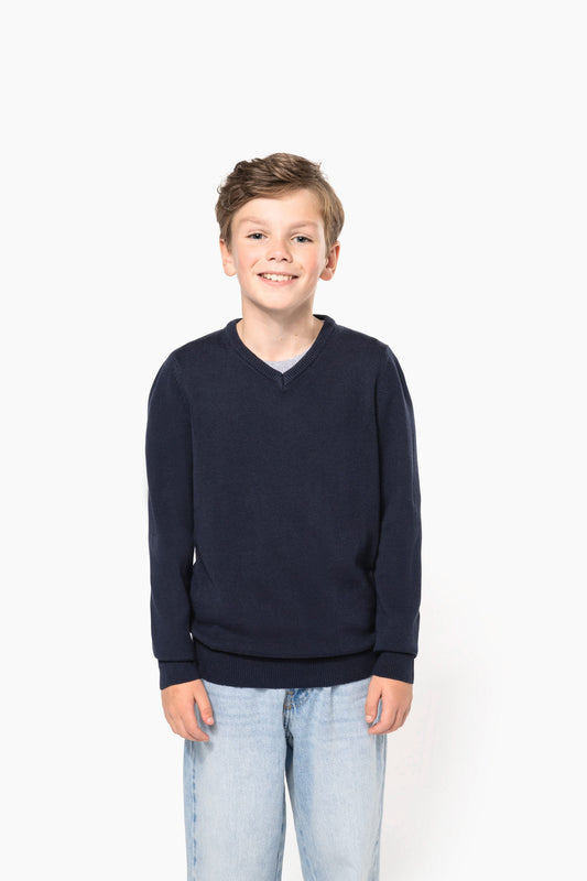 K9109 - Pullover bambino con collo a V<br/>