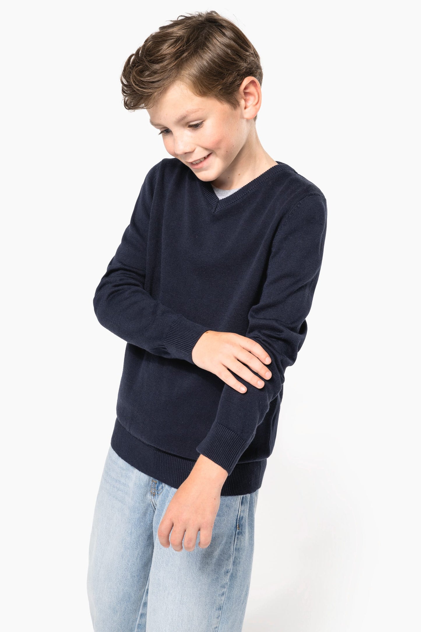 K9109 - Pullover bambino con collo a V<br/>