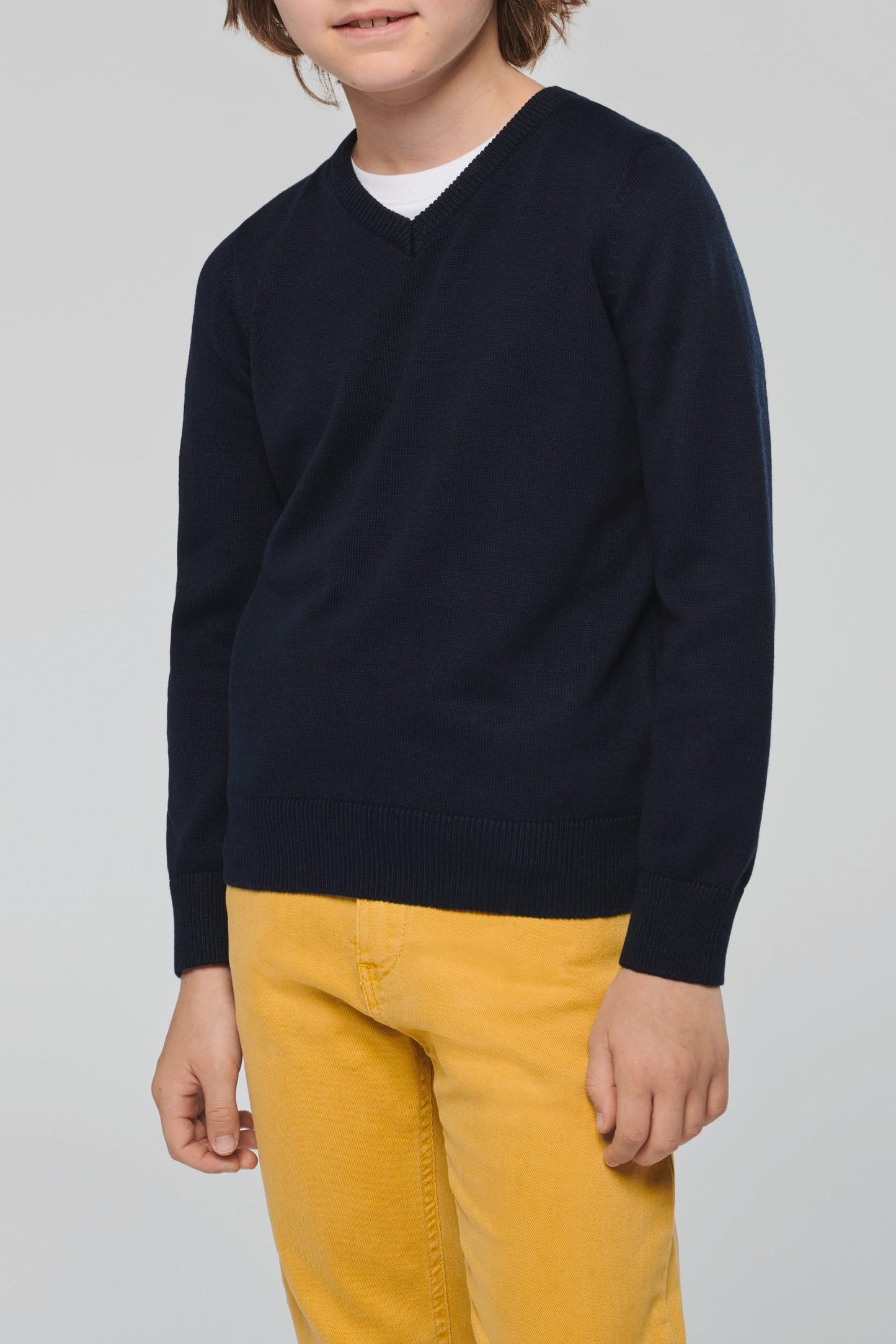 K9109 - Pullover bambino con collo a V<br/>