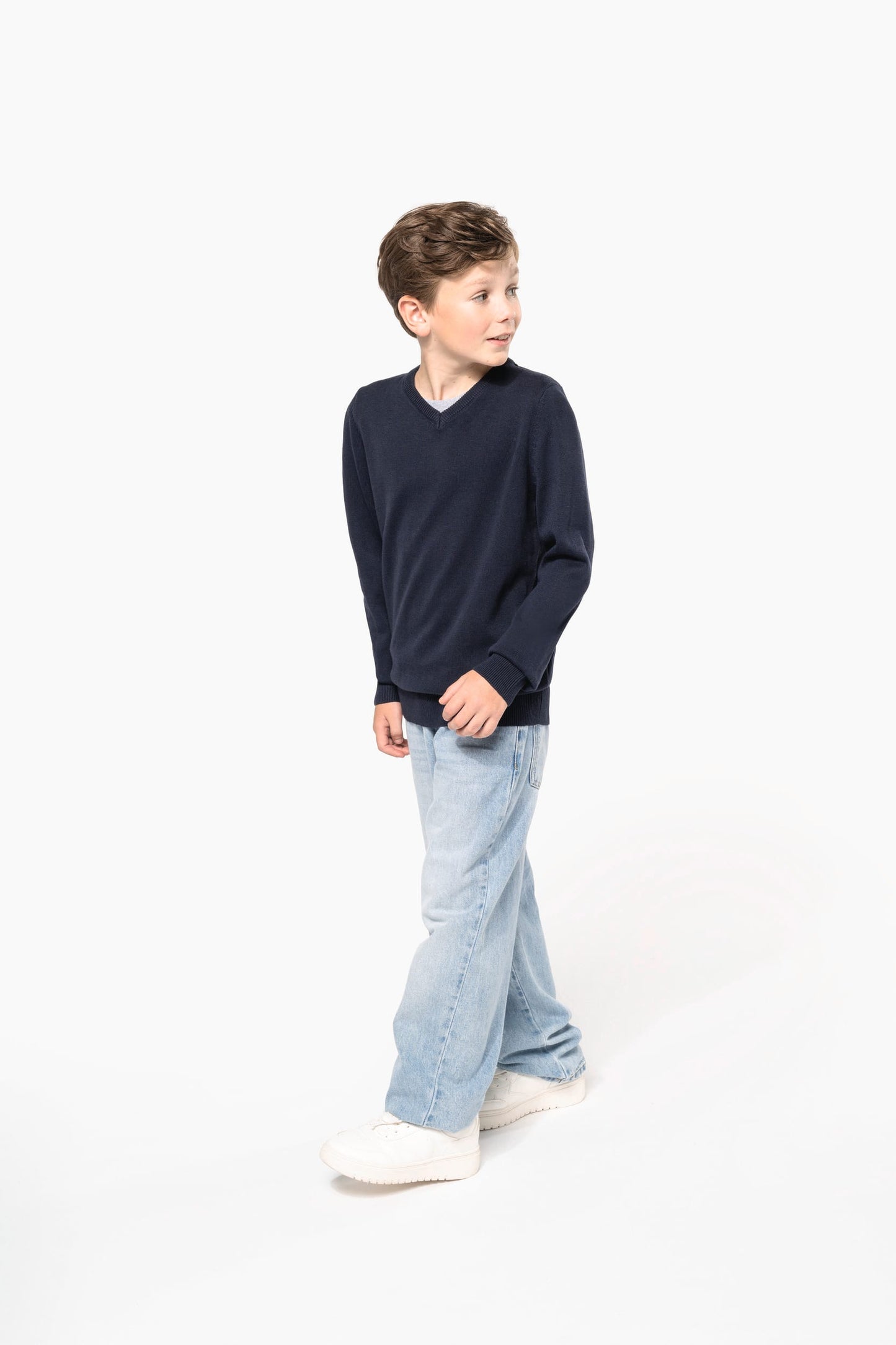 K9109 - Pullover bambino con collo a V<br/>