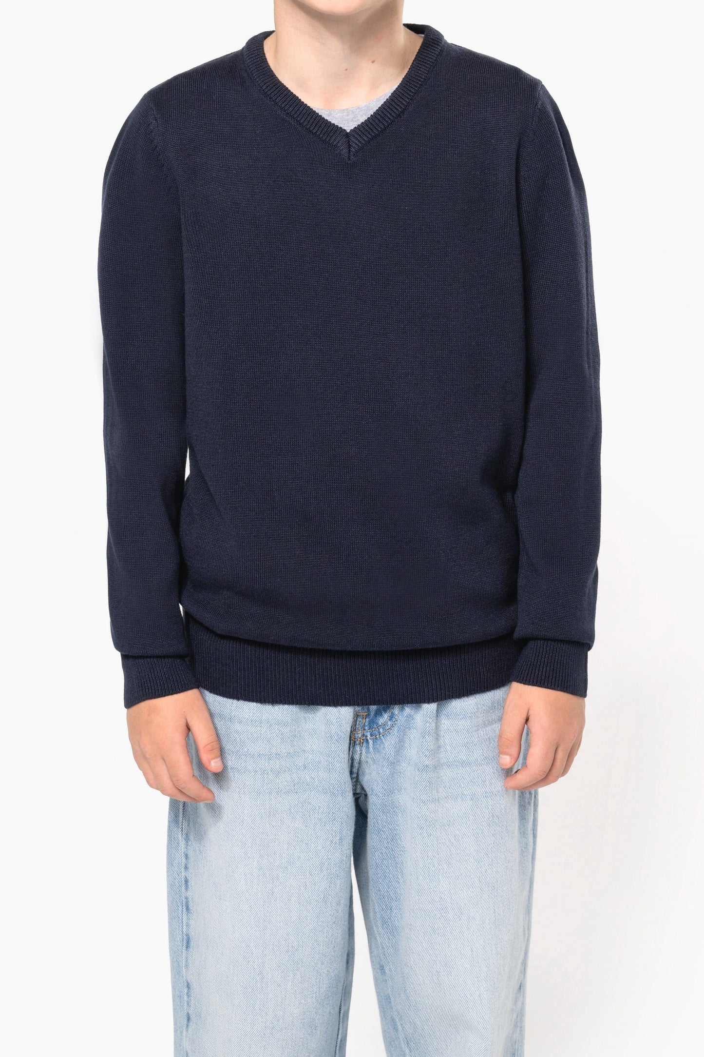 K9109 - Pullover bambino con collo a V<br/>