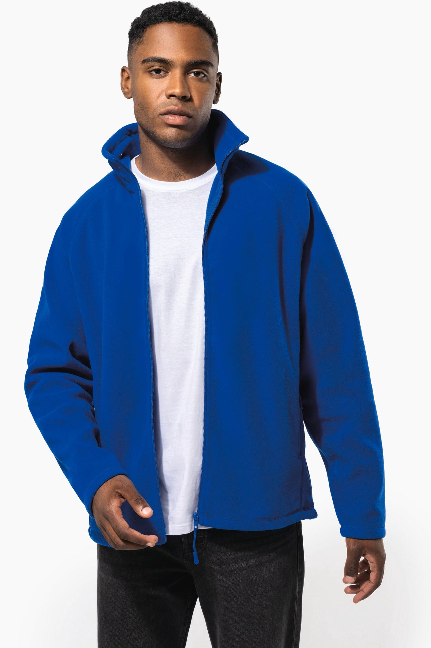 K917 - Giacca micropile con zip manica raglan uomo