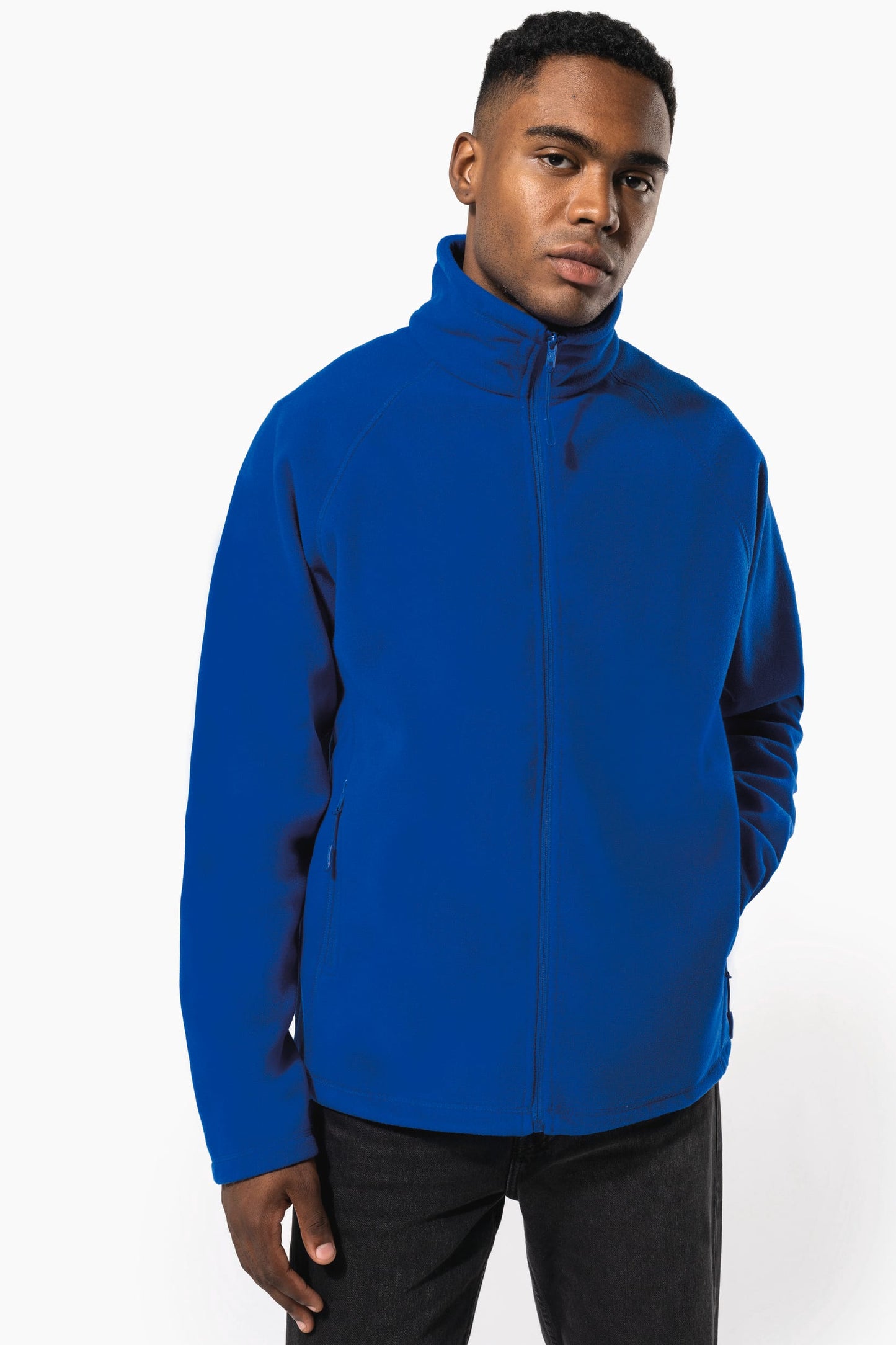 K917 - Giacca micropile con zip manica raglan uomo
