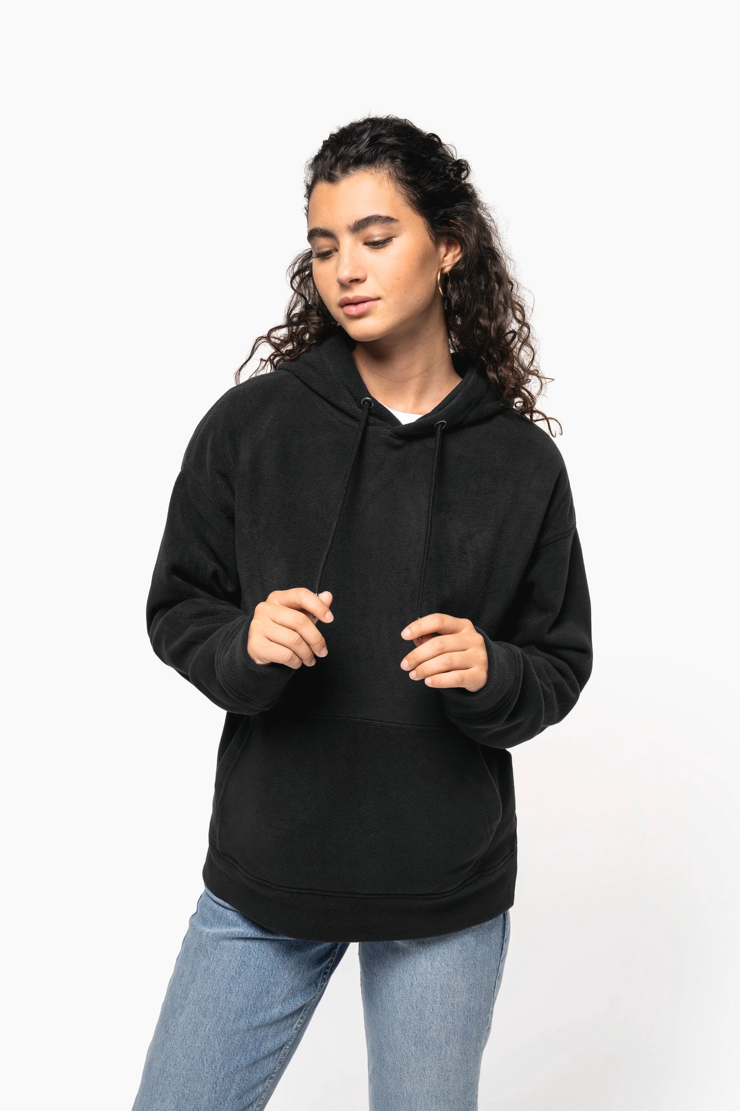 K949 - Felpa unisex con cappuccio oversize in pile riciclato