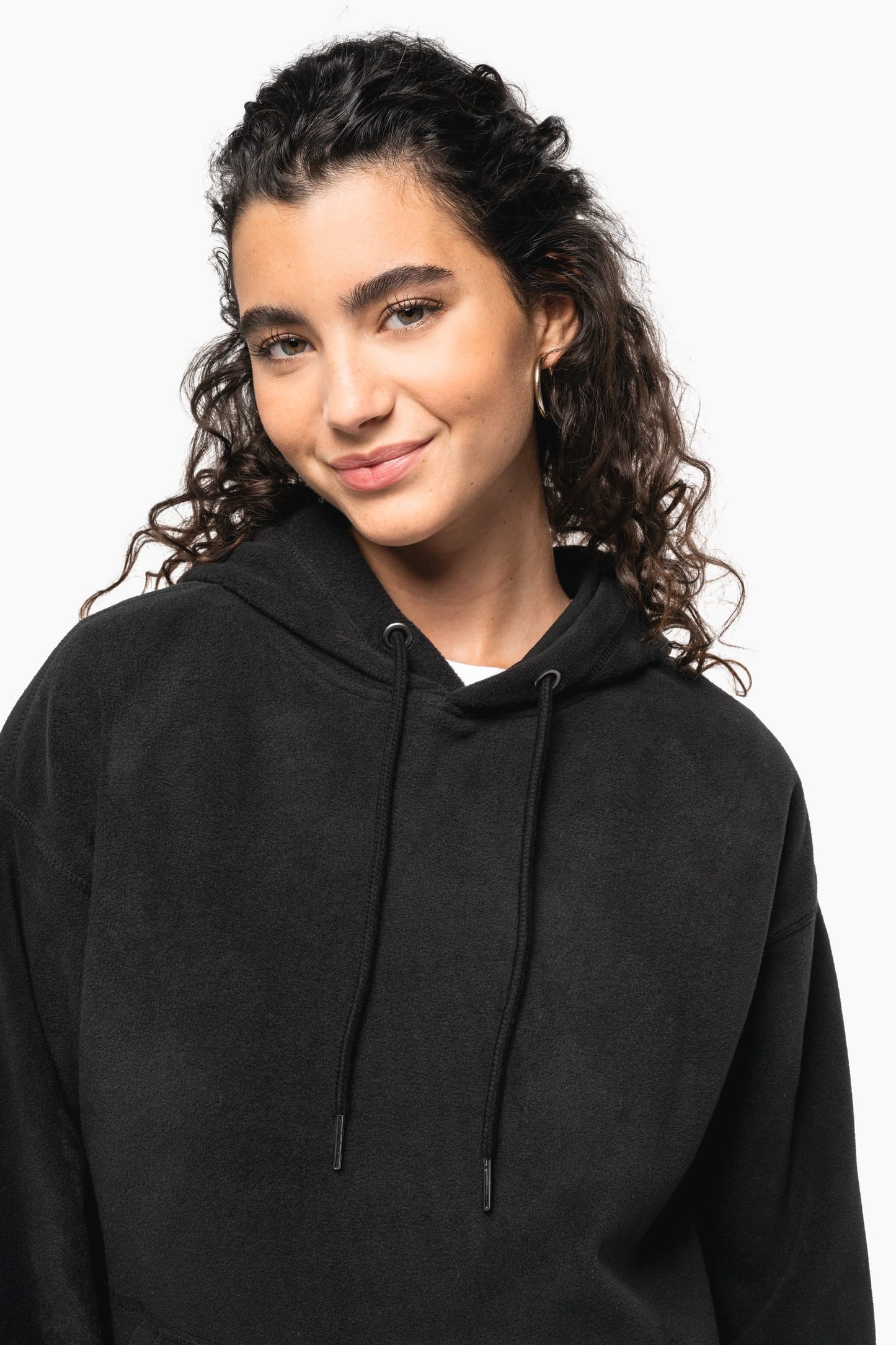 K949 - Felpa unisex con cappuccio oversize in pile riciclato