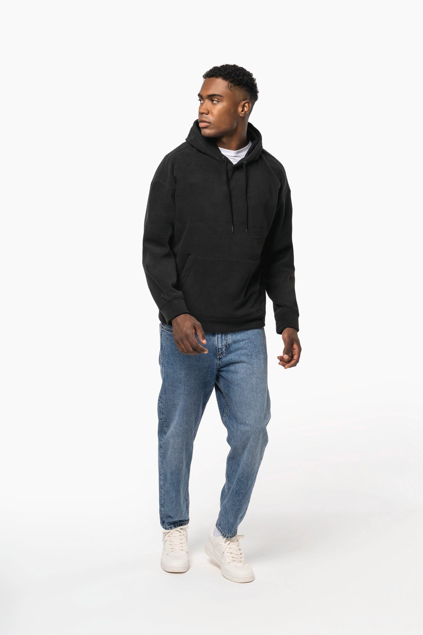 K949 - Felpa unisex con cappuccio oversize in pile riciclato