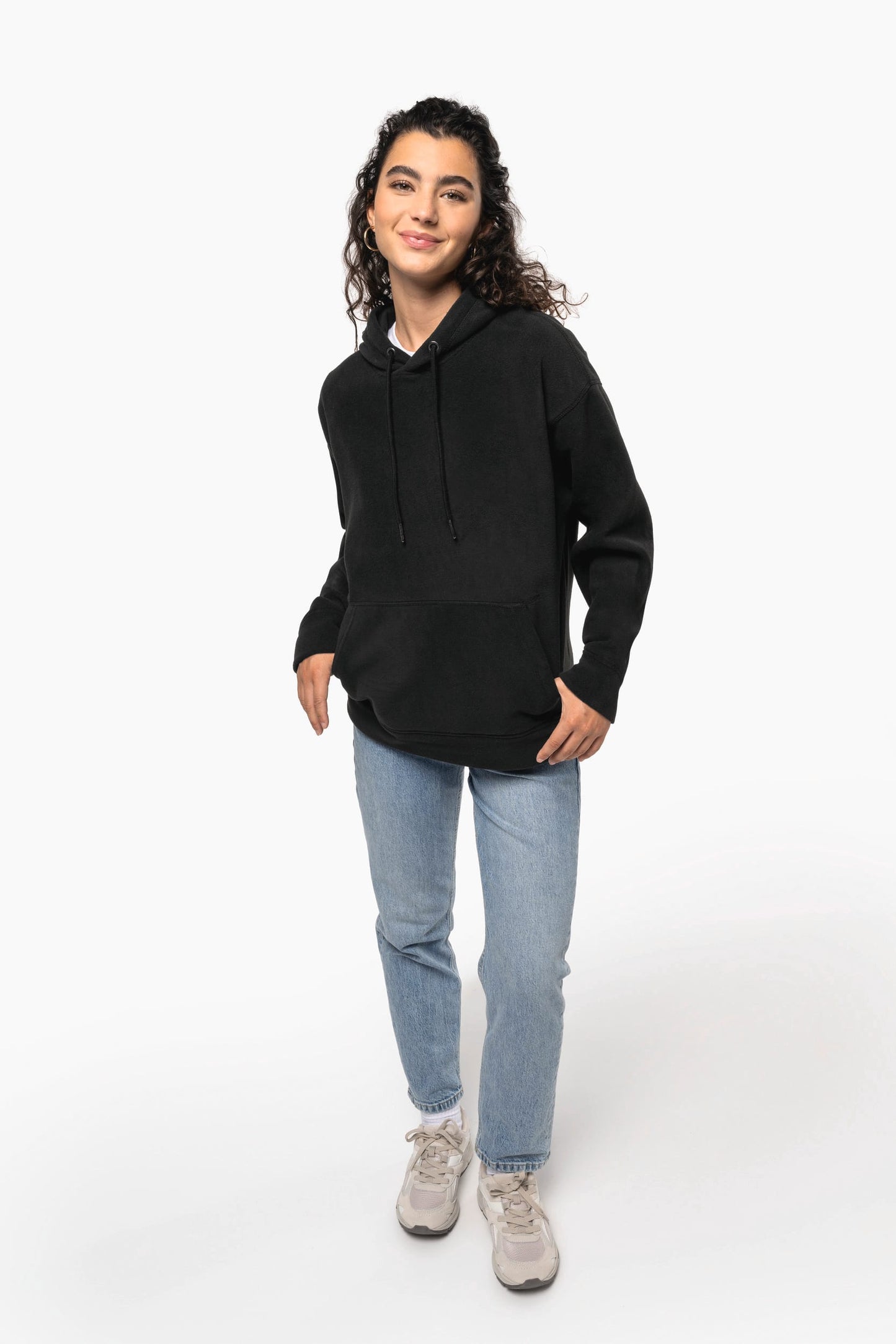 K949 - Felpa unisex con cappuccio oversize in pile riciclato