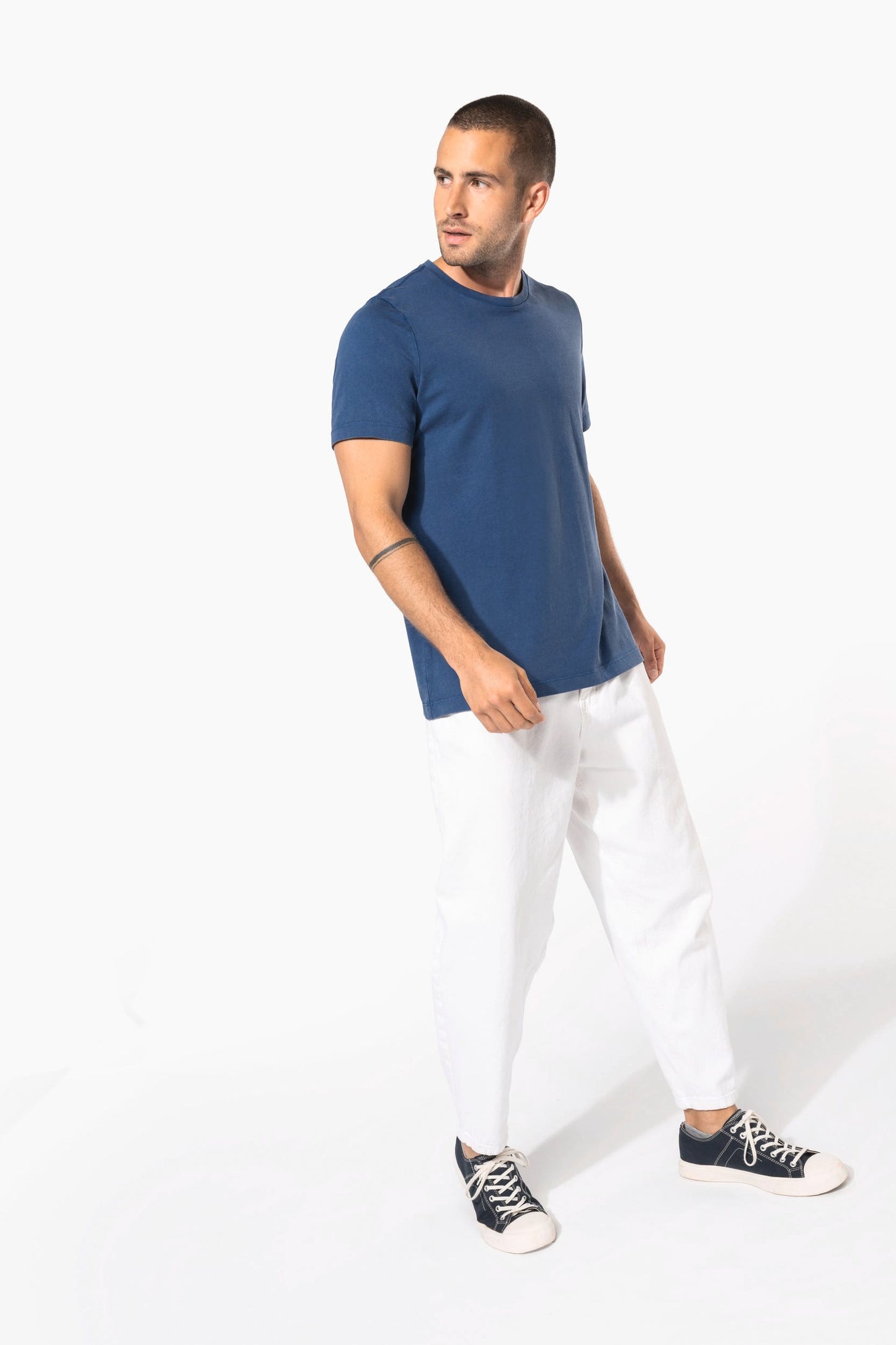 KV2115 - T-shirt uomo manica corta slavata Vintage look