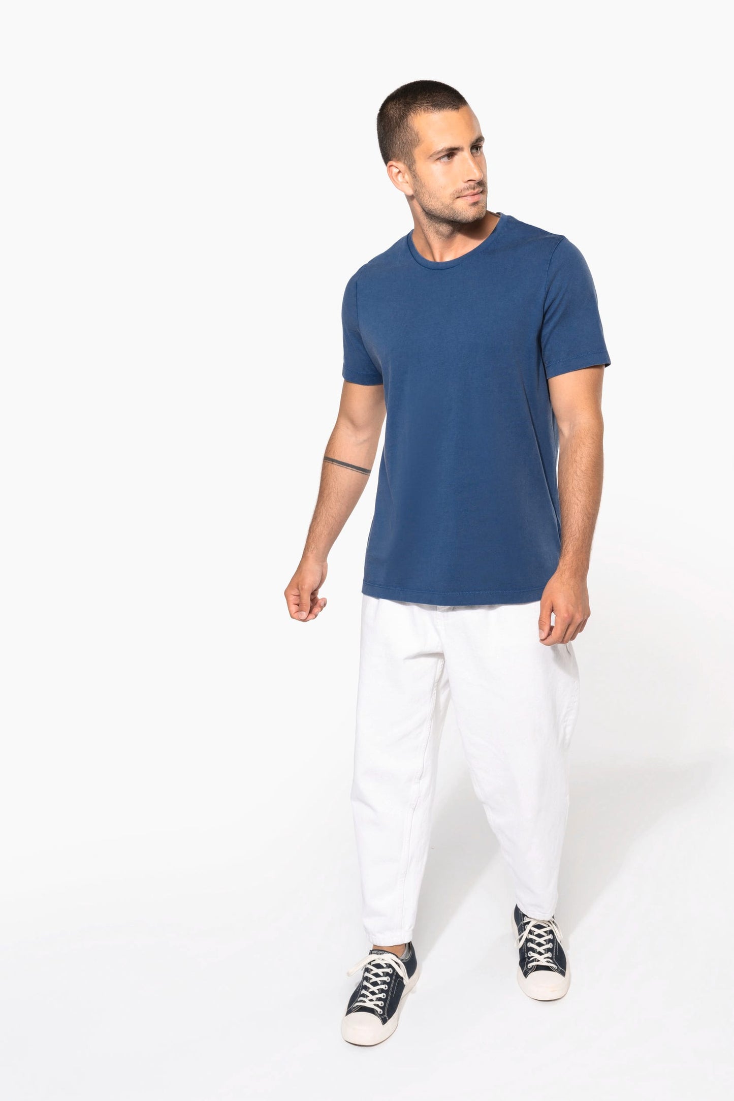 KV2115 - T-shirt uomo manica corta slavata Vintage look