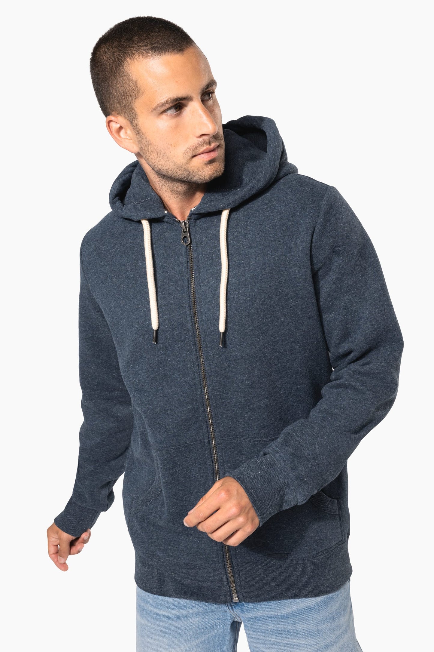 KV2306 - Felpa uomo vintage full zip con cappuccio
