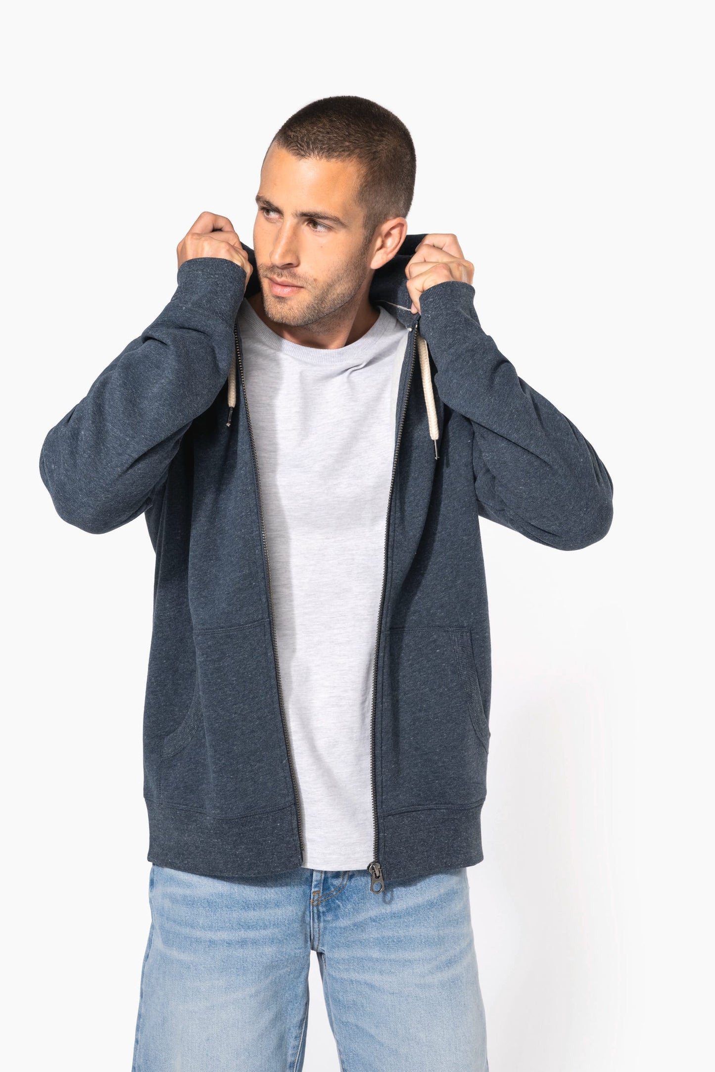 KV2306 - Felpa uomo vintage full zip con cappuccio