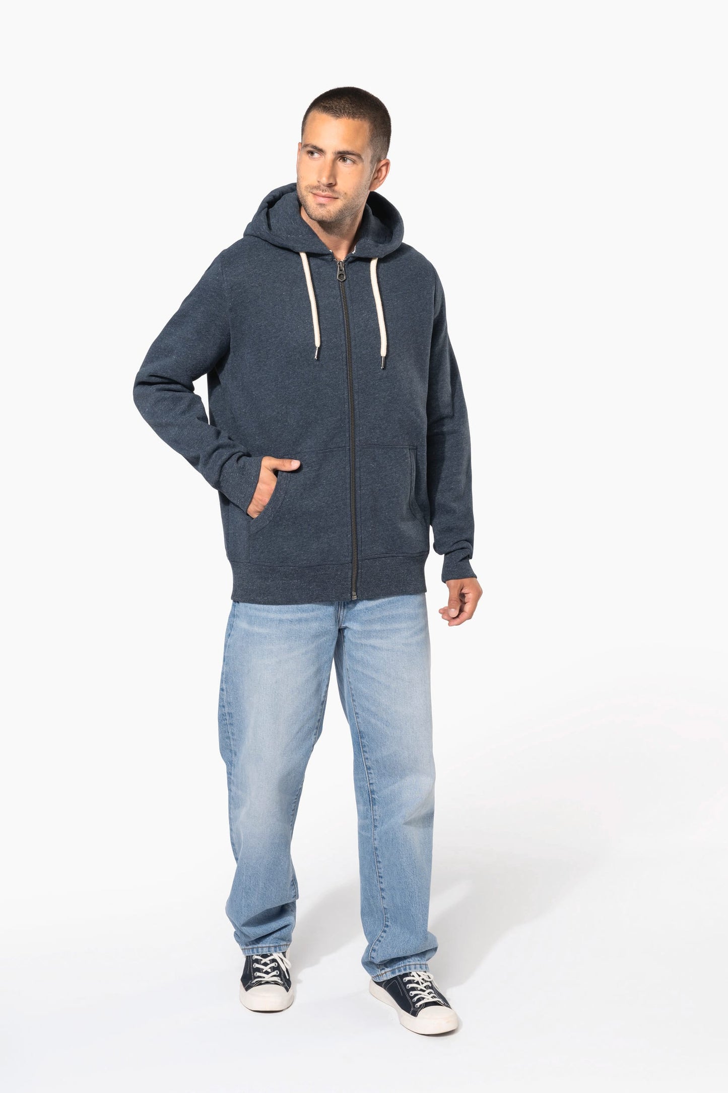 KV2306 - Felpa uomo vintage full zip con cappuccio