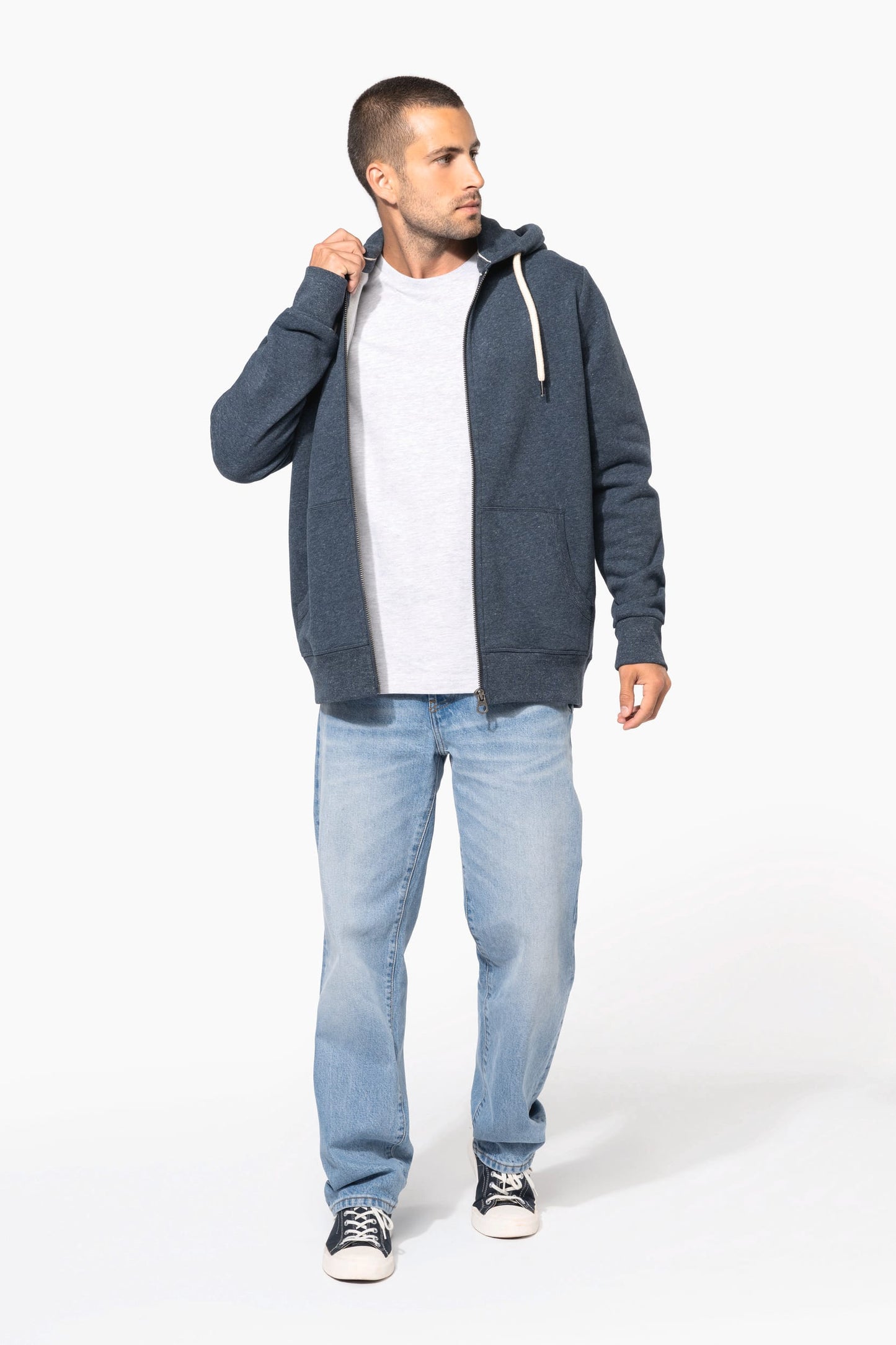 KV2306 - Felpa uomo vintage full zip con cappuccio
