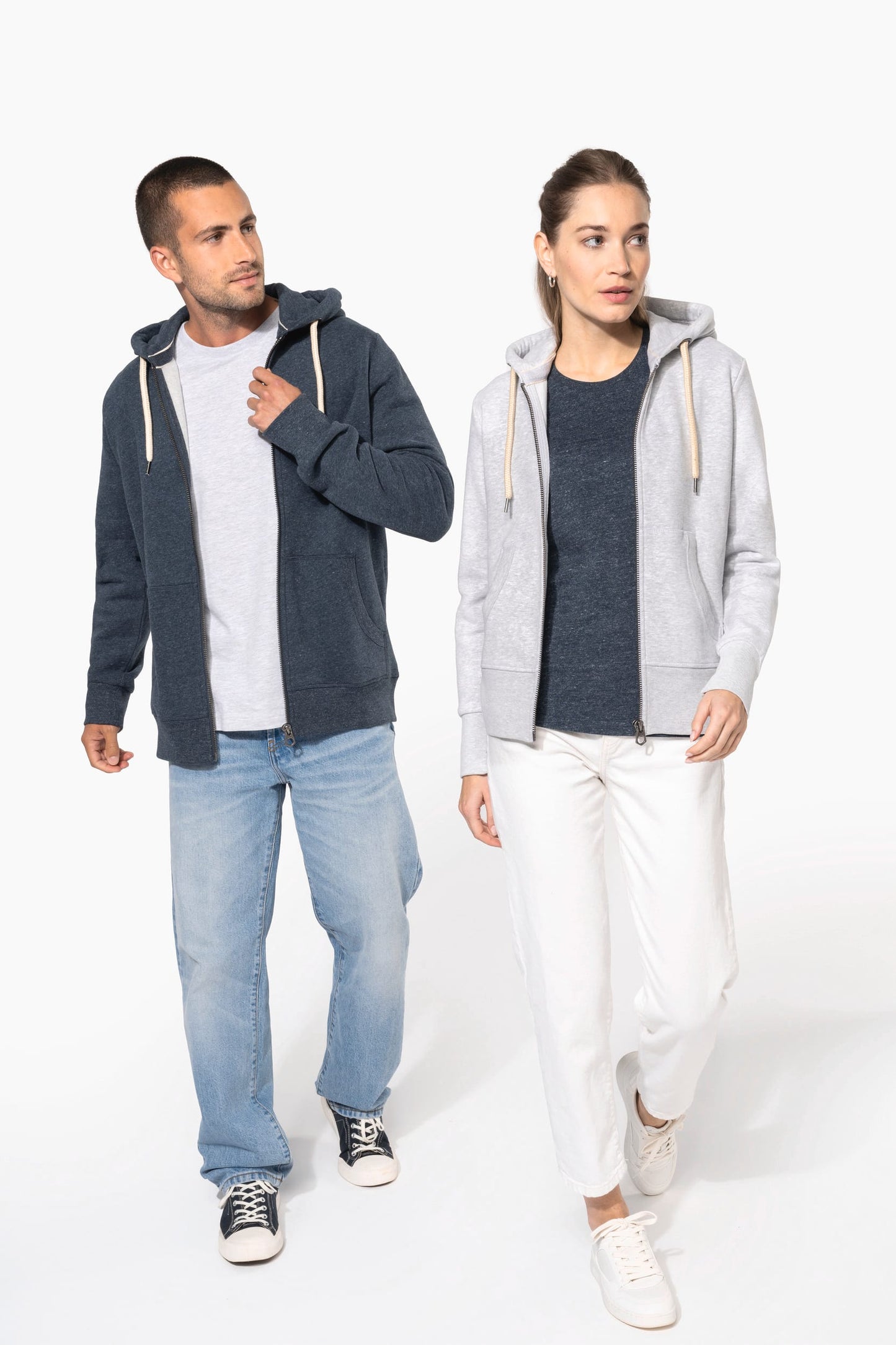 KV2307 - Felpa donna vintage full zip con cappuccio