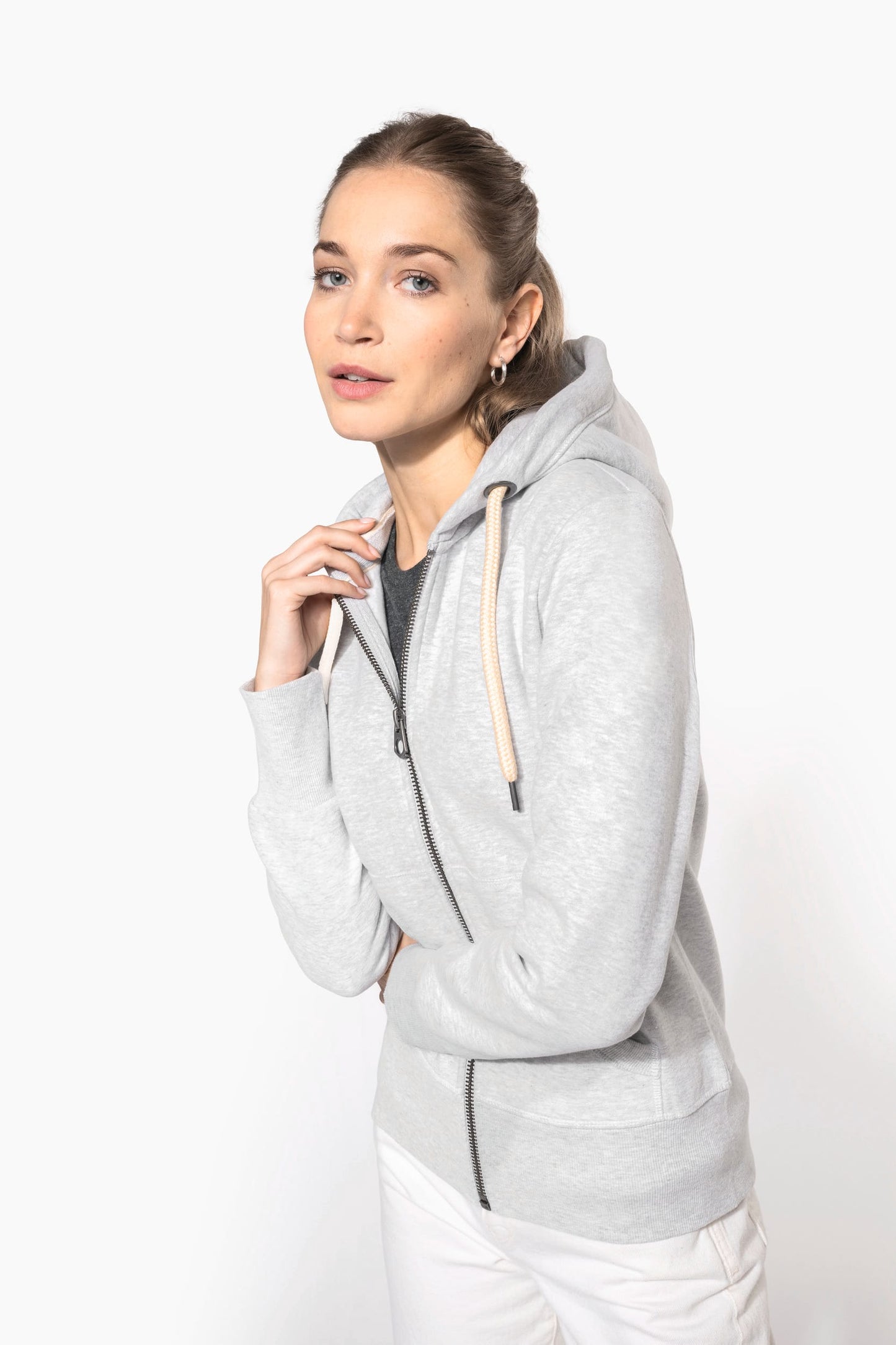 KV2307 - Felpa donna vintage full zip con cappuccio