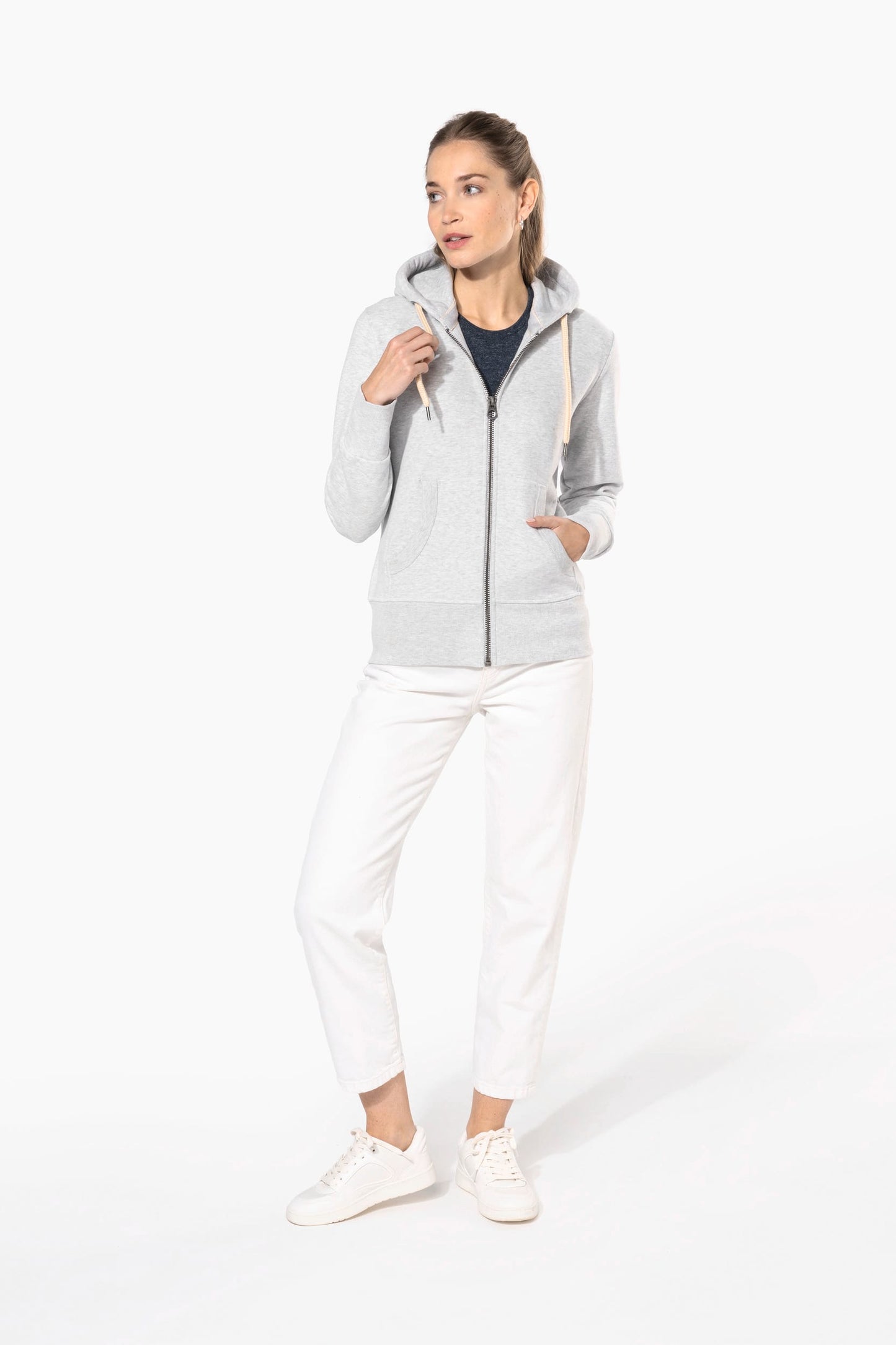 KV2307 - Felpa donna vintage full zip con cappuccio