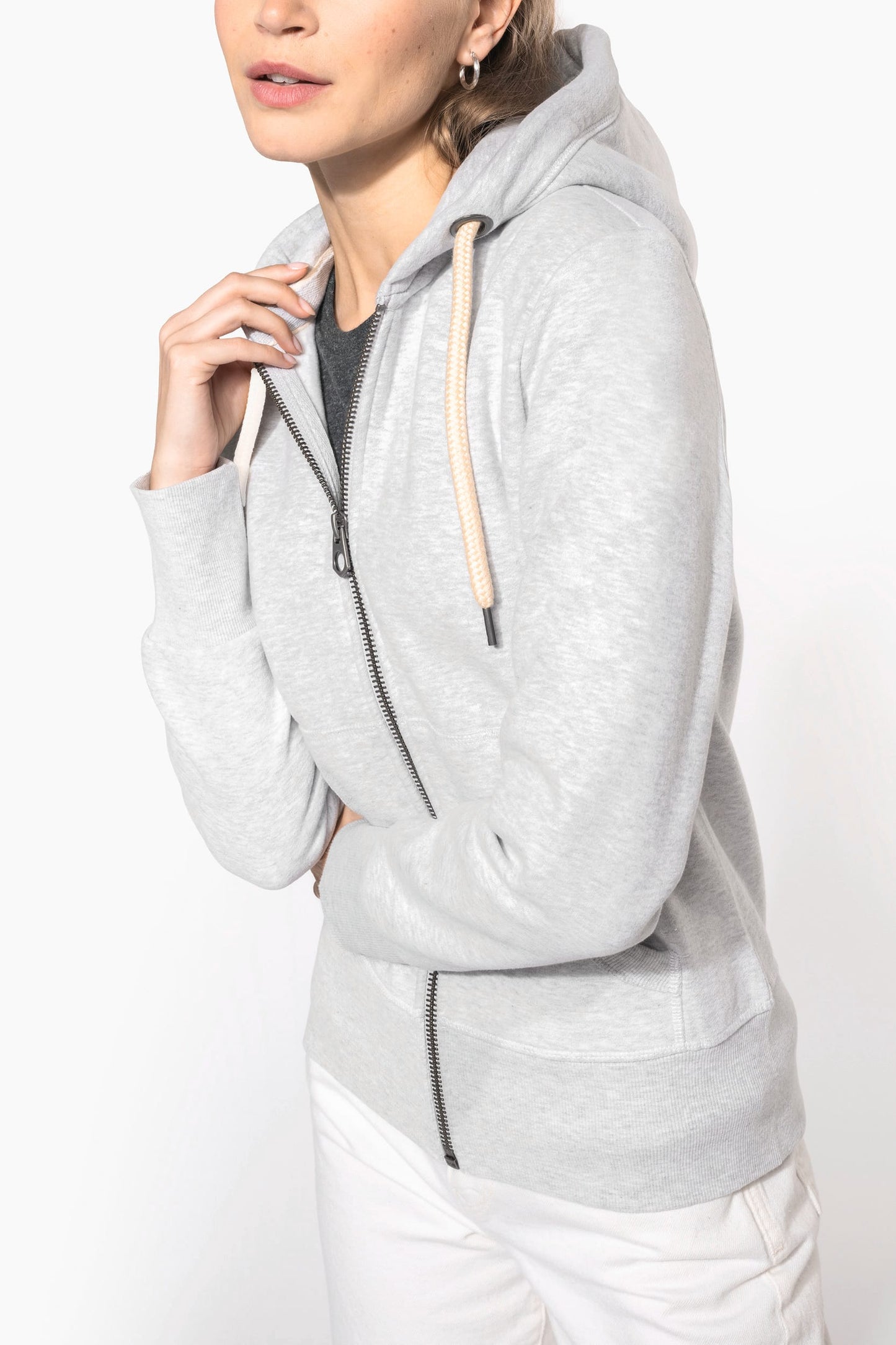 KV2307 - Felpa donna vintage full zip con cappuccio
