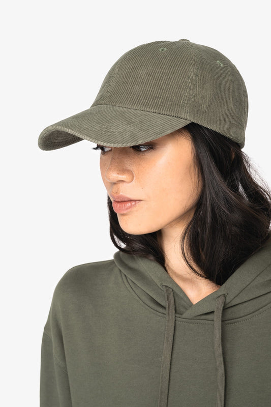 Cappellino unisex in velluto a costine ecosostenibile a 6 pannelli (NS016)