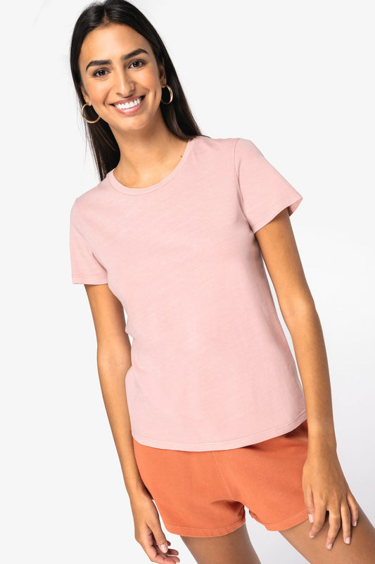 T-shirt donna ecosostenibile slavata vintage look (NS316)