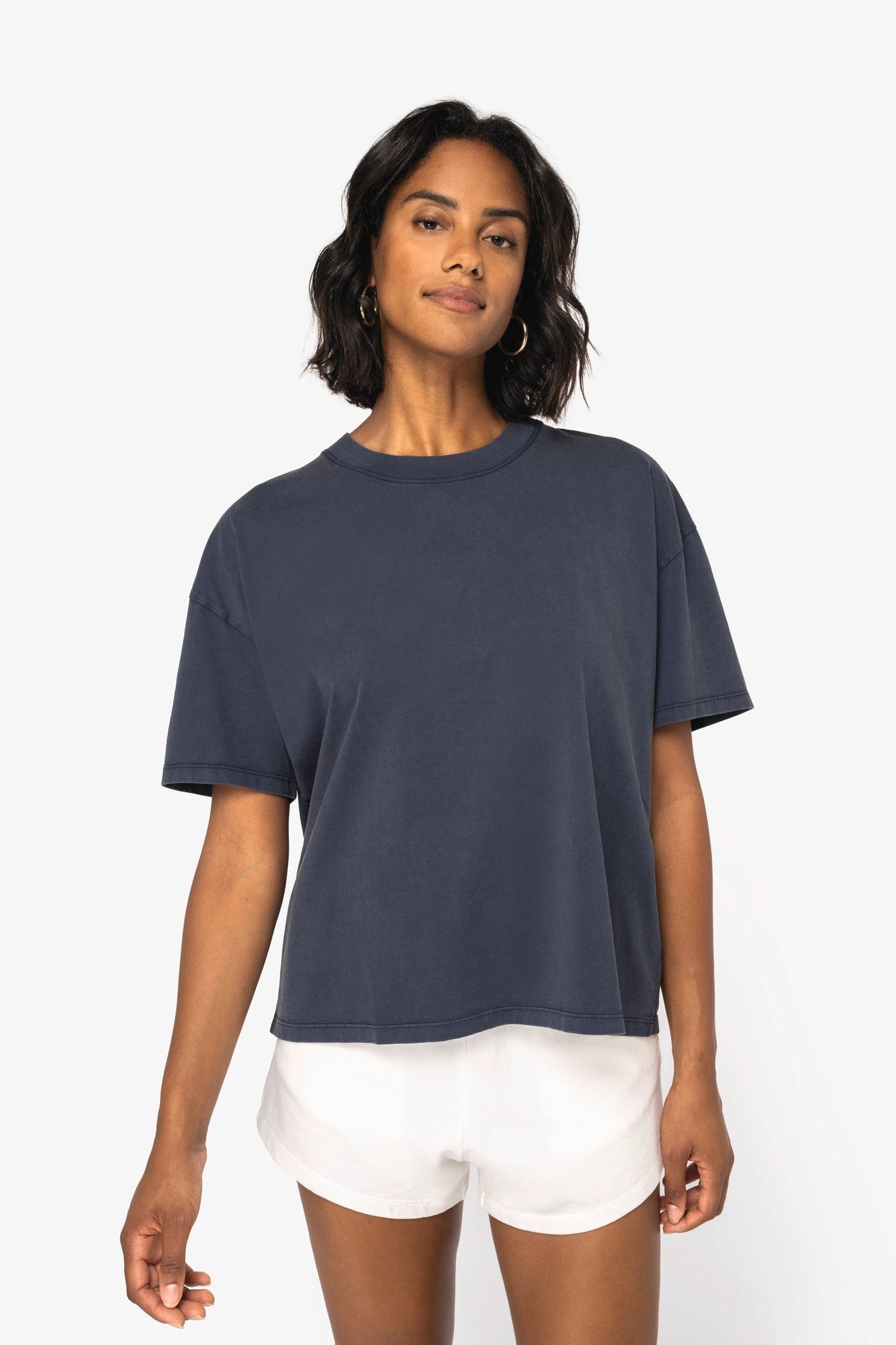 T-shirt donna ecosostenibile oversize slavata vintage look (NS327)