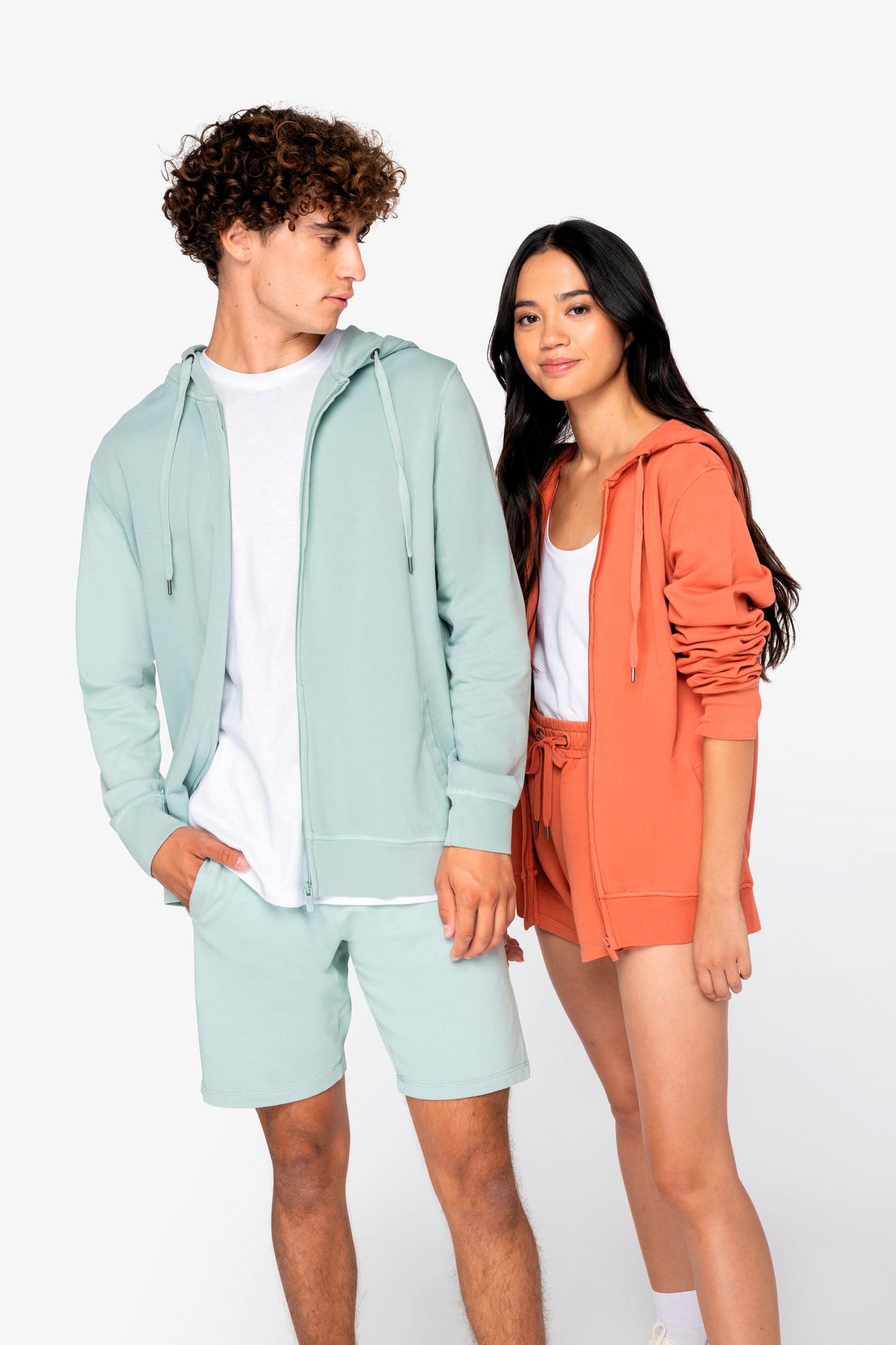 Felpa unisex ecosostenibile con zip e cappuccio French Terry (NS417)