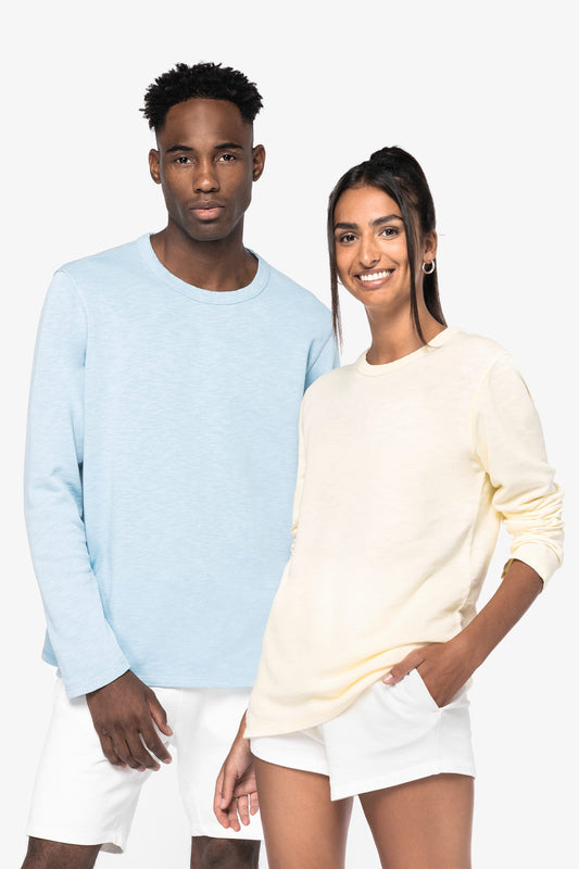 Felpa girocollo unisex ecosostenibile slavata French Terry (NS418)
