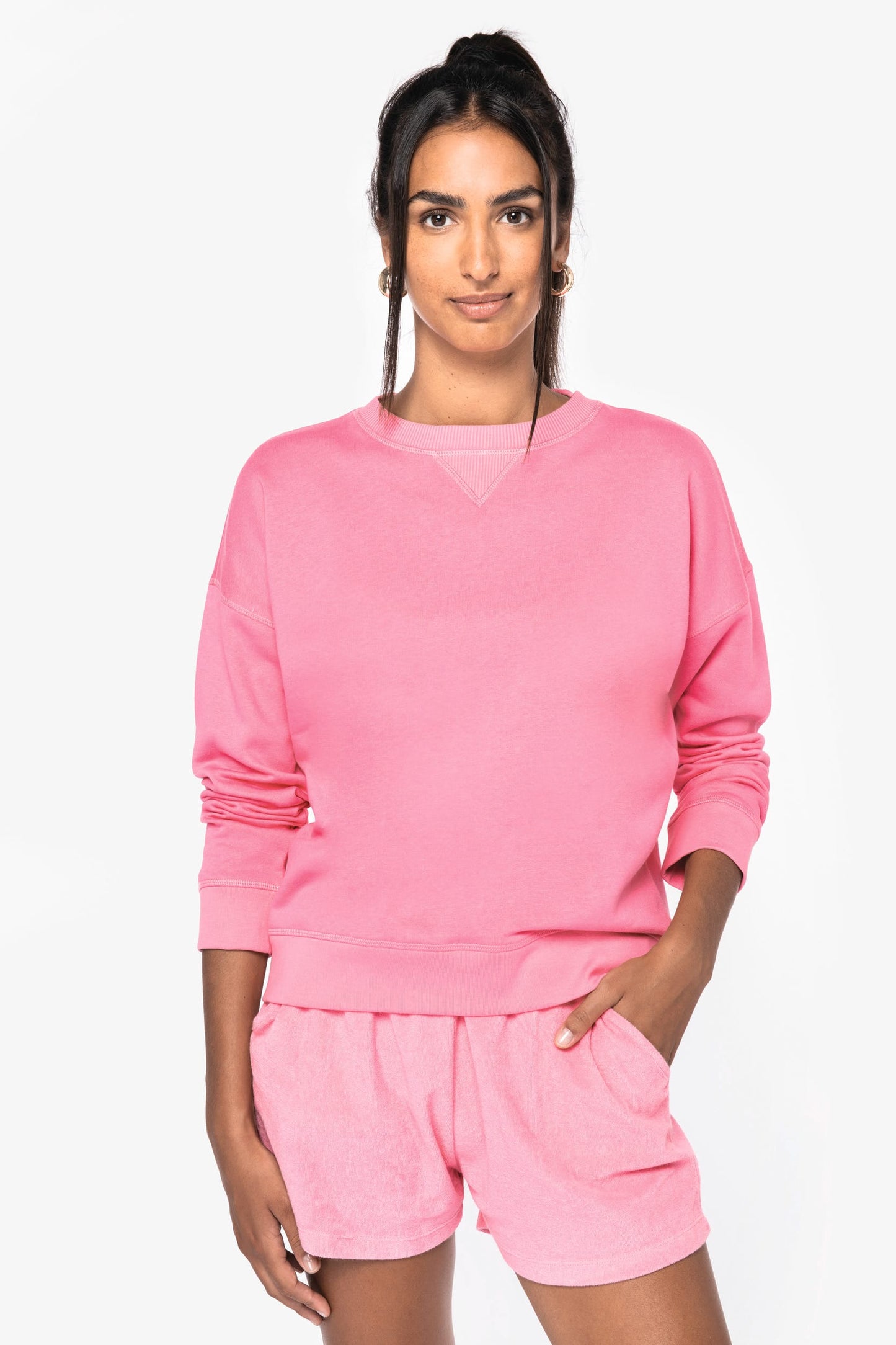 Felpa donna ecosostenibile con spalle cascanti (NS420)