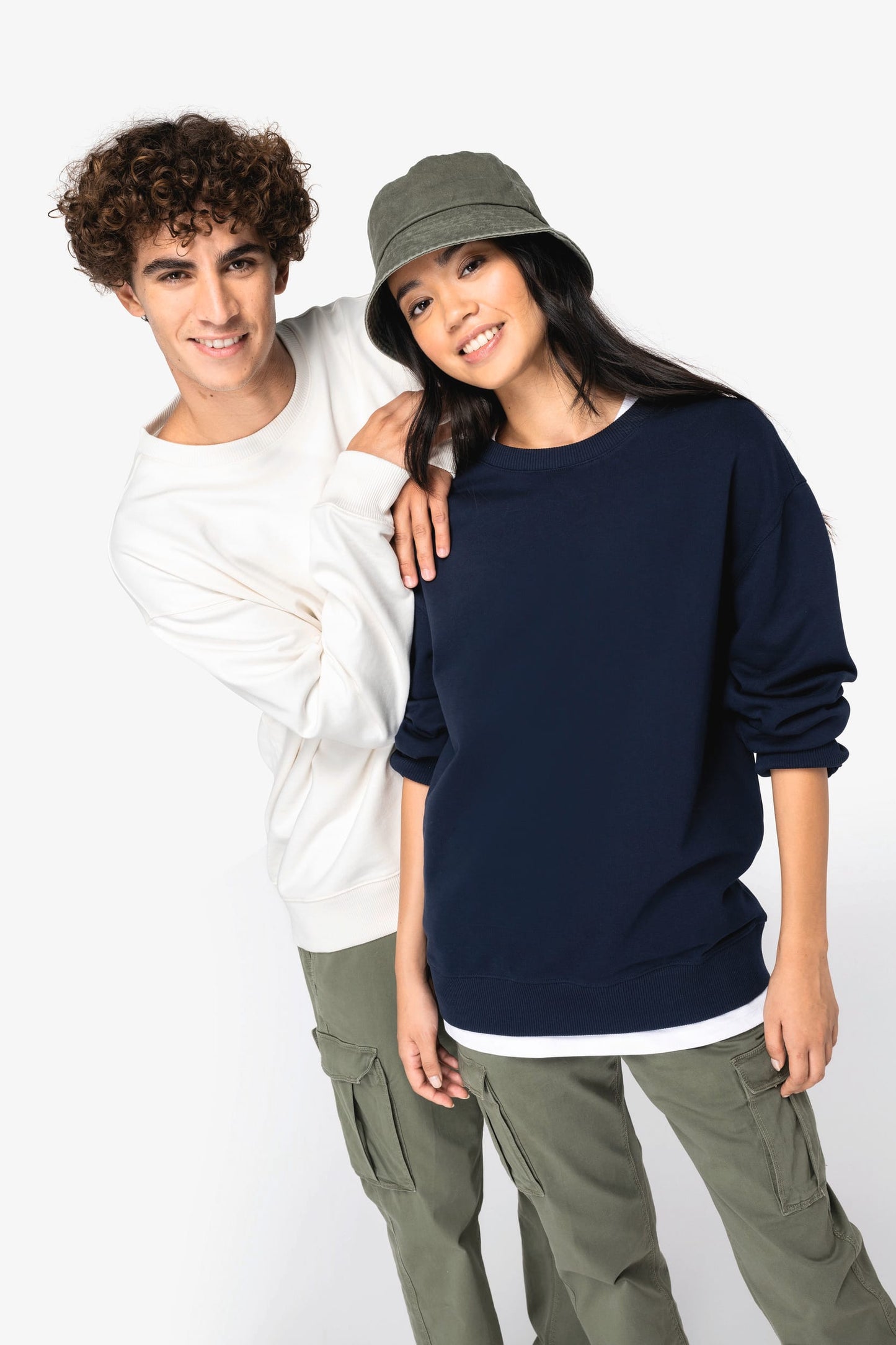 Felpa girocollo unisex ecosostenibile con spalle cascanti French Terry (NS430)