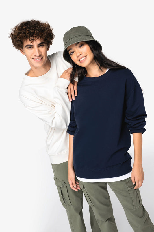 Felpa girocollo unisex ecosostenibile con spalle cascanti French Terry (NS430)