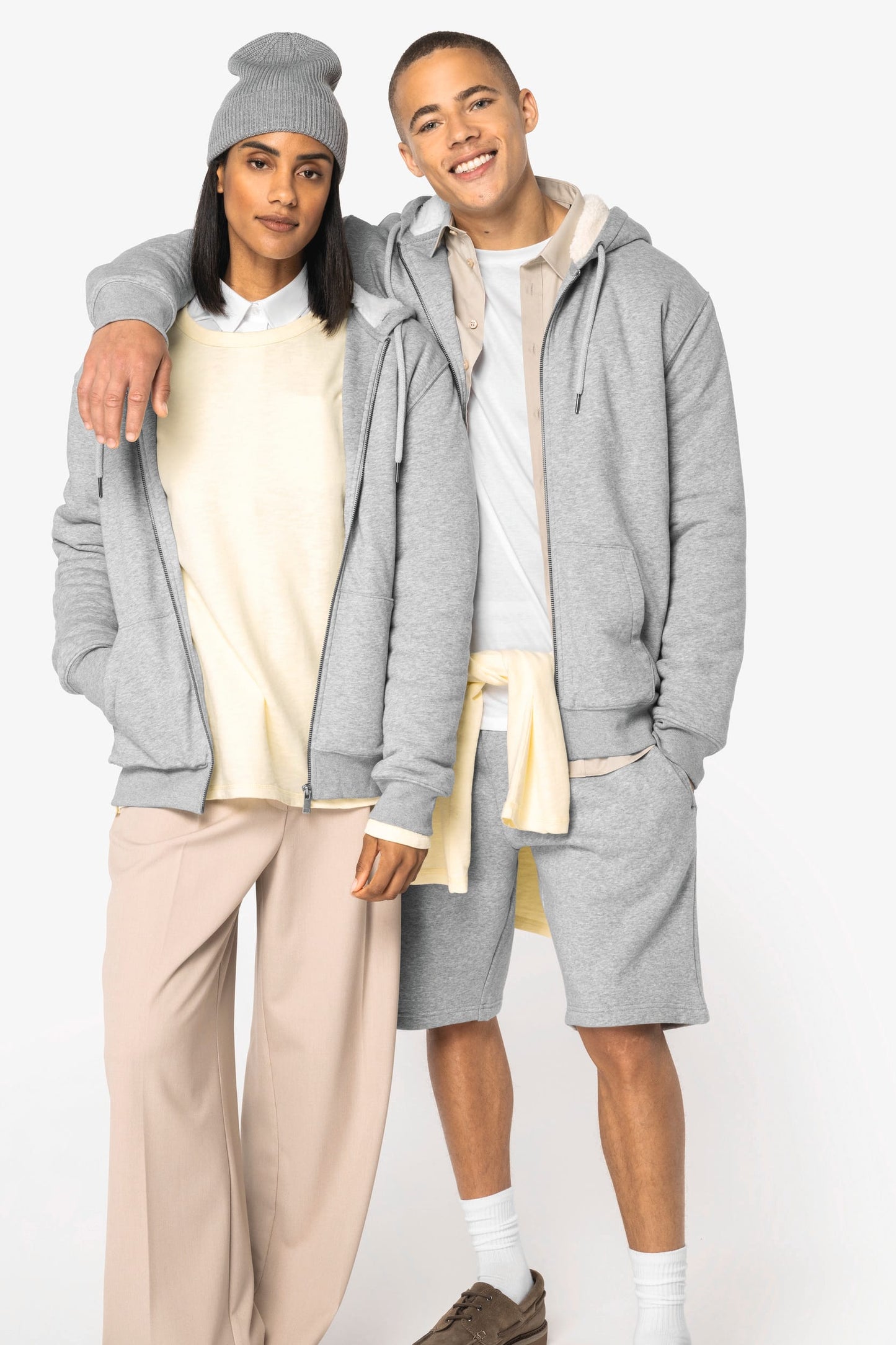 Felpa unisex ecosostenibile con zip foderata in sherpa (NS460A)