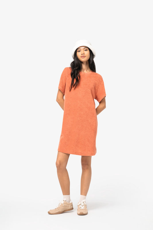 Vestito t-shirt donna ecosostenibile con spalle cadenti (NS5028)