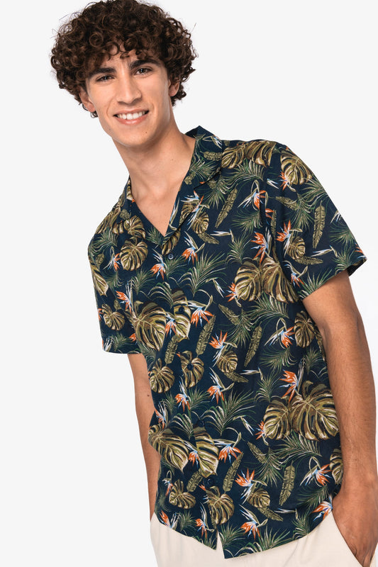 Camicia uomo con stampa hawaiana (NS529)