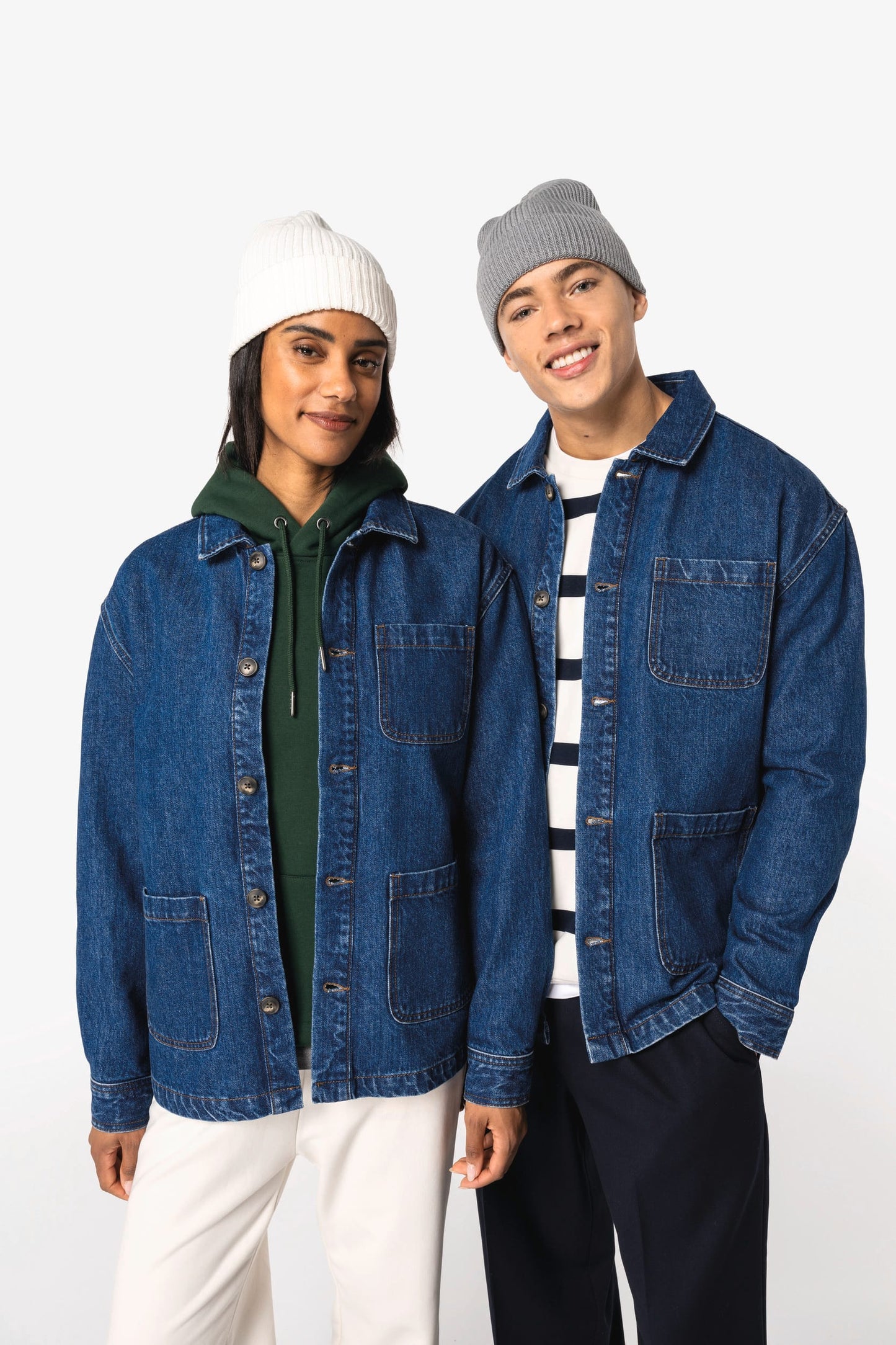 Giacca di jeans unisex ecosostenibile con spalle spioventi (NS614)