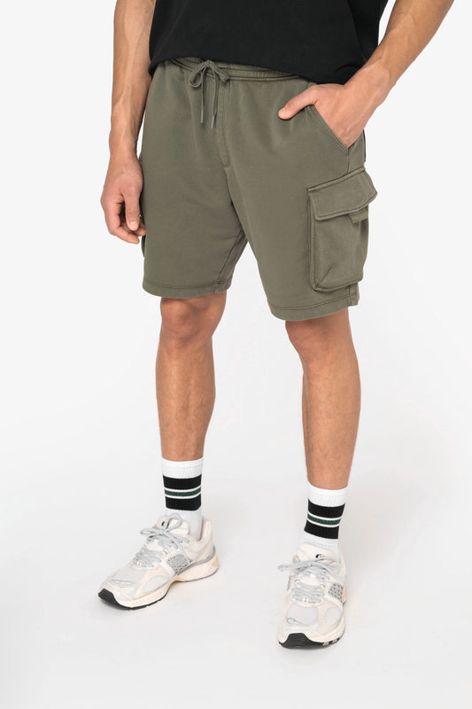 Pantaloncini cargo uomo ecosostenibili slavati vintage look French Terry (NS717)