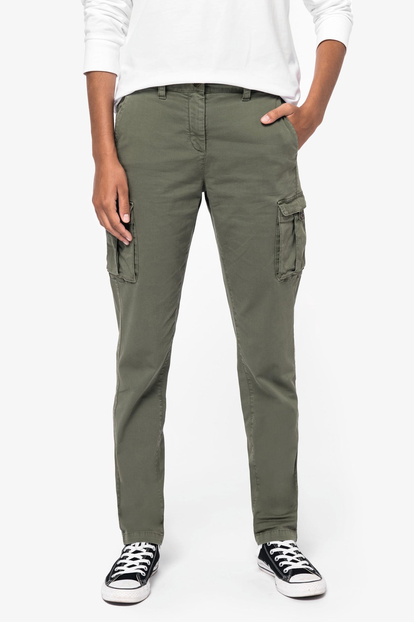Pantaloni cargo donna ecosostenibili slavati vintage look (NS741)