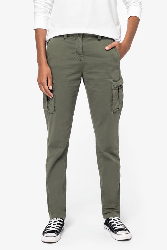 Pantaloni cargo donna ecosostenibili slavati vintage look (NS741)