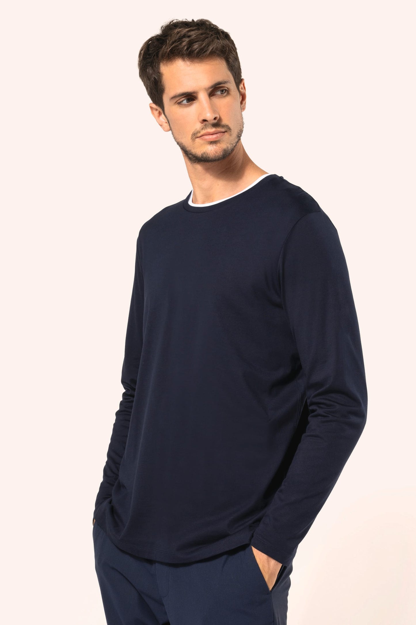 PK302 - T-shirt uomo Supima® maniche lunghe e girocollo