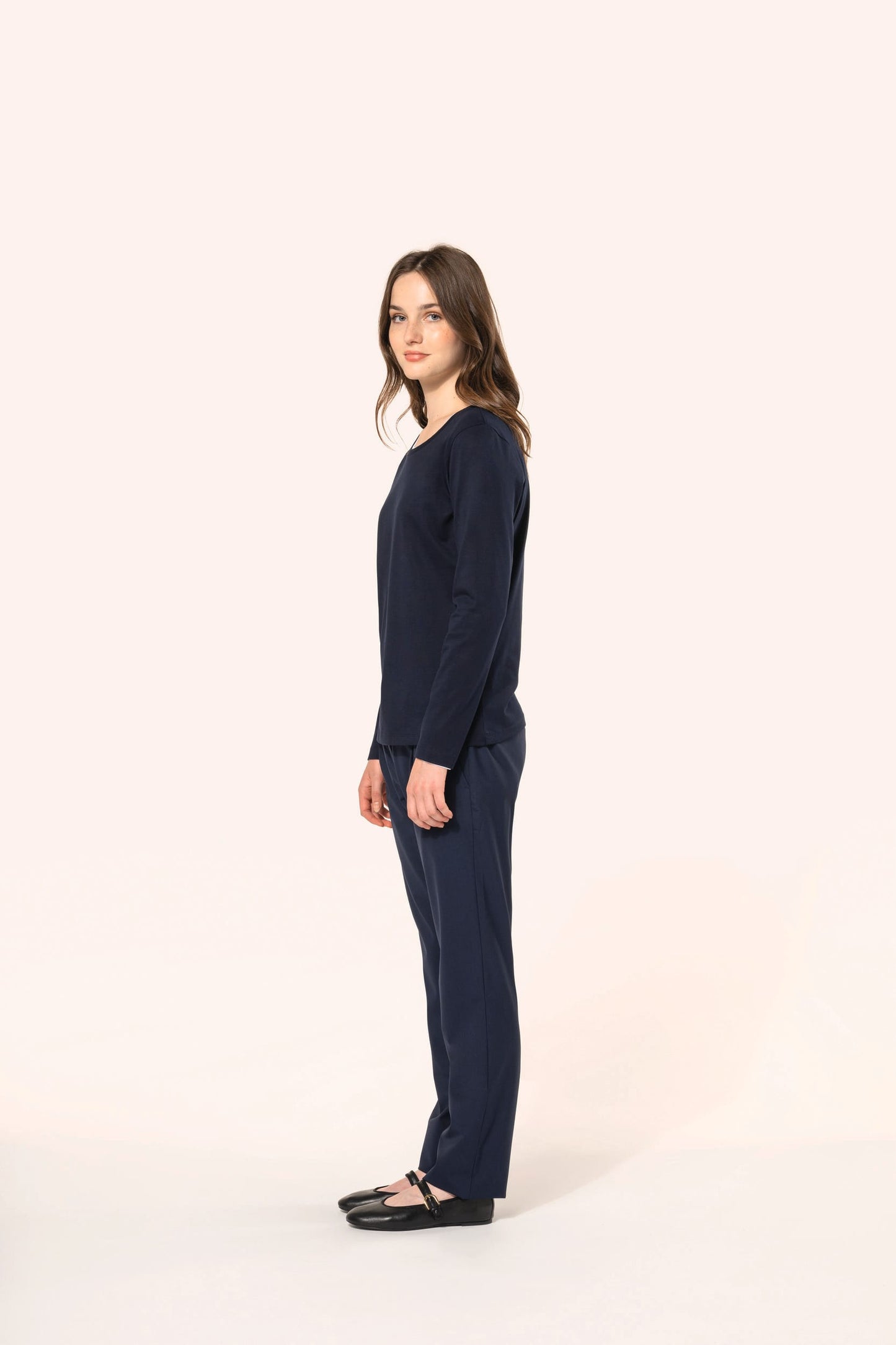 PK303 - T-shirt donna Supima® maniche lunghe e girocollo
