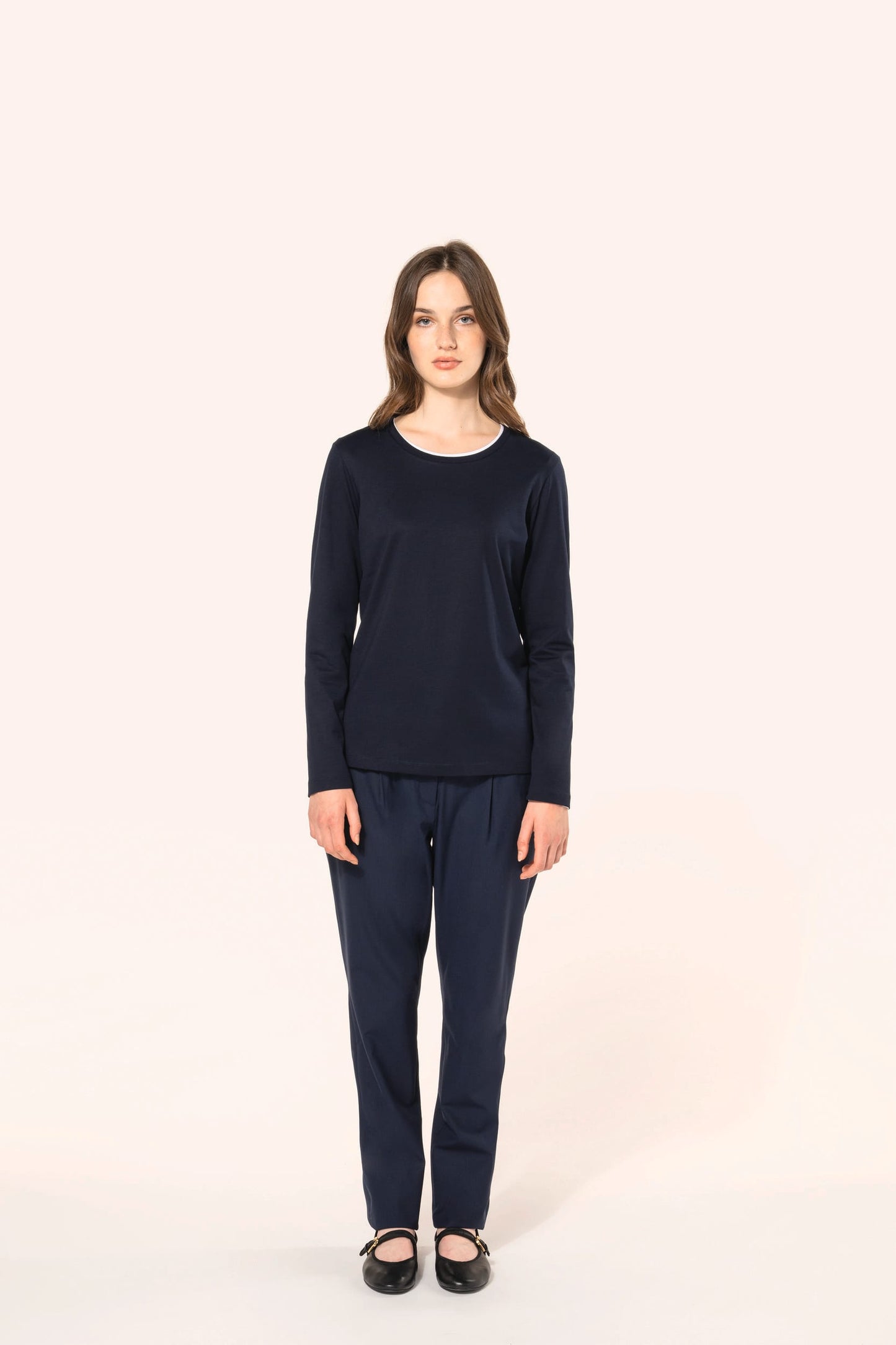 PK303 - T-shirt donna Supima® maniche lunghe e girocollo