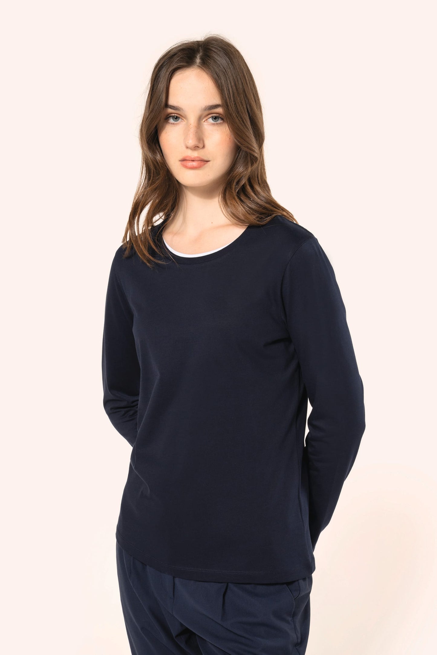 PK303 - T-shirt donna Supima® maniche lunghe e girocollo