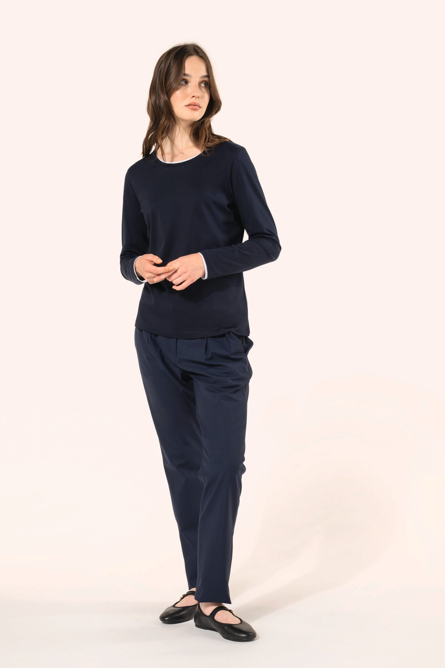 PK303 - T-shirt donna Supima® maniche lunghe e girocollo