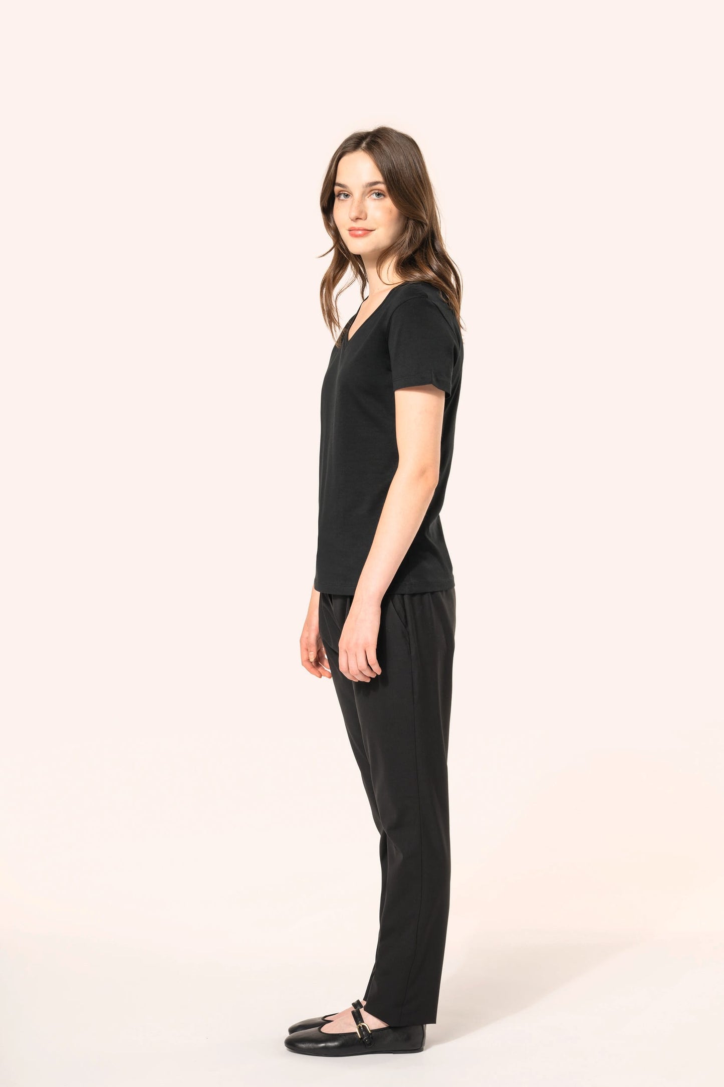 PK305 - T-shirt donna Supima® maniche corte e scollo a V