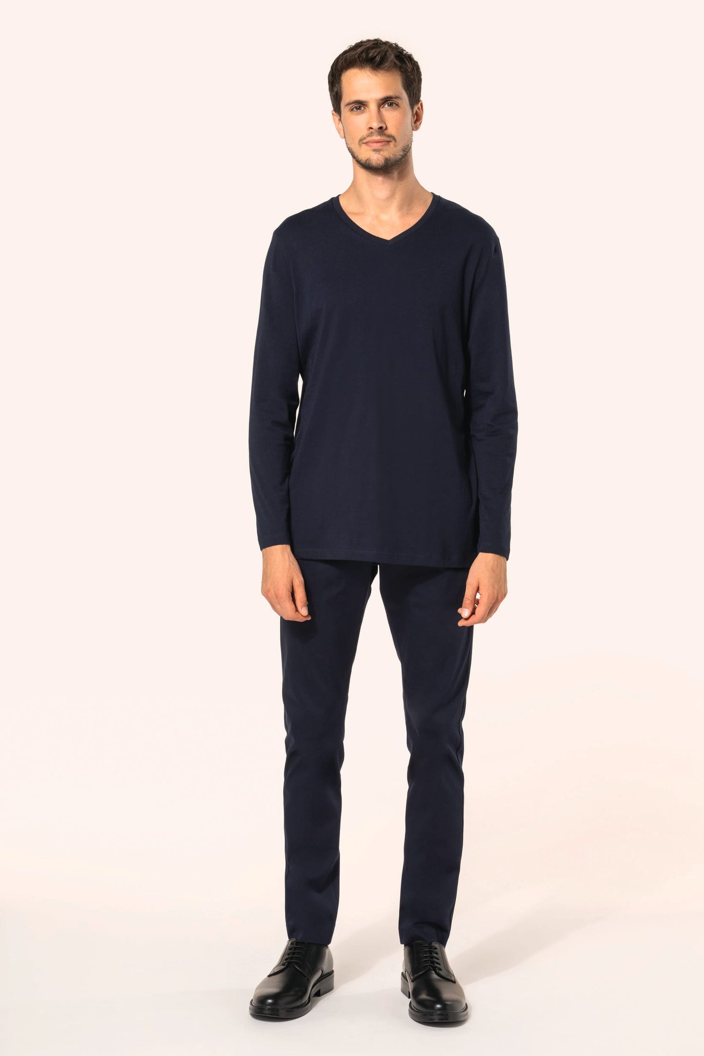 PK306 - T-shirt uomo Supima® maniche lunghe e scollo a V