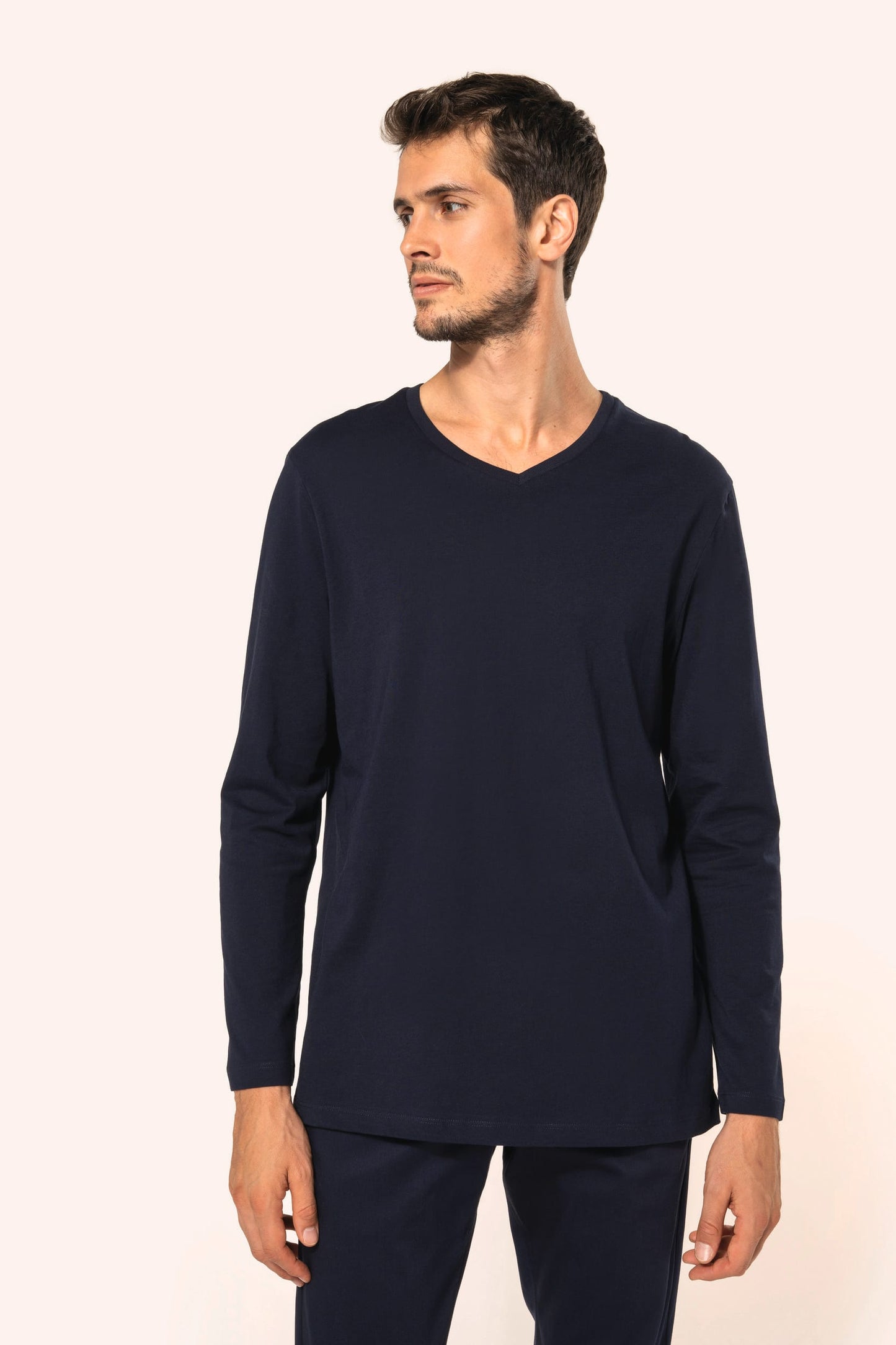 PK306 - T-shirt uomo Supima® maniche lunghe e scollo a V