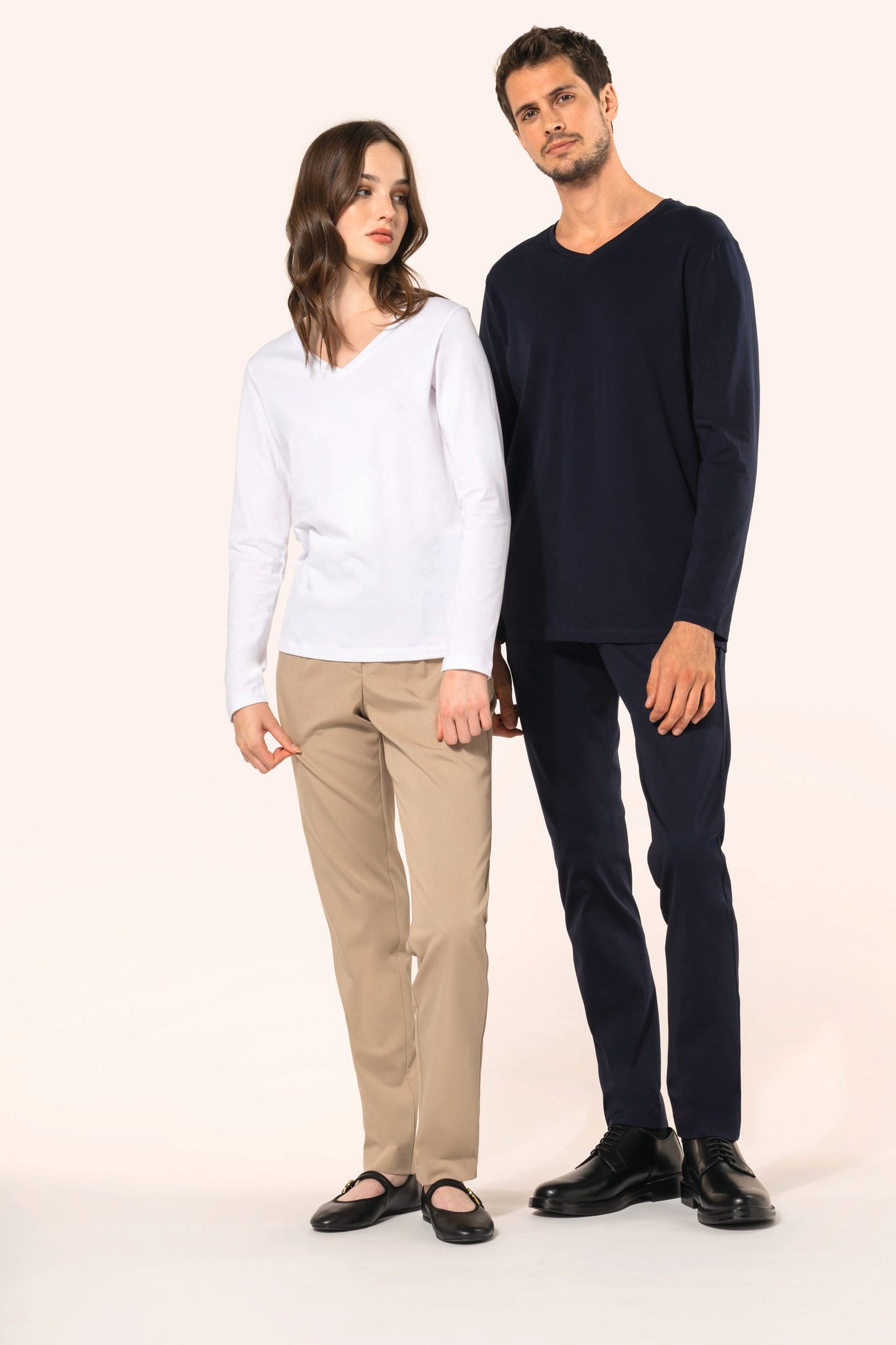 PK307 - T-shirt Supima® maniche lunghe e scollo a V