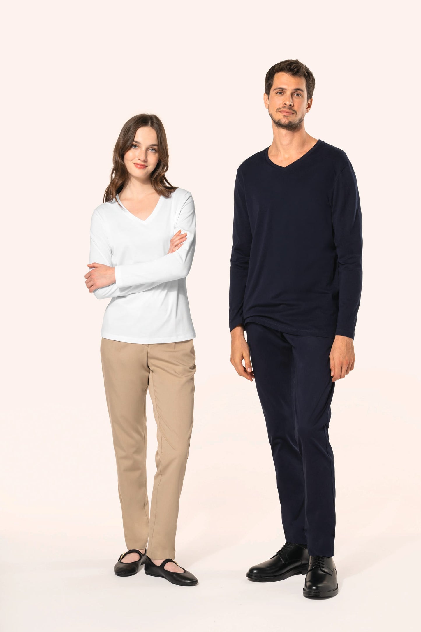 PK306 - T-shirt uomo Supima® maniche lunghe e scollo a V