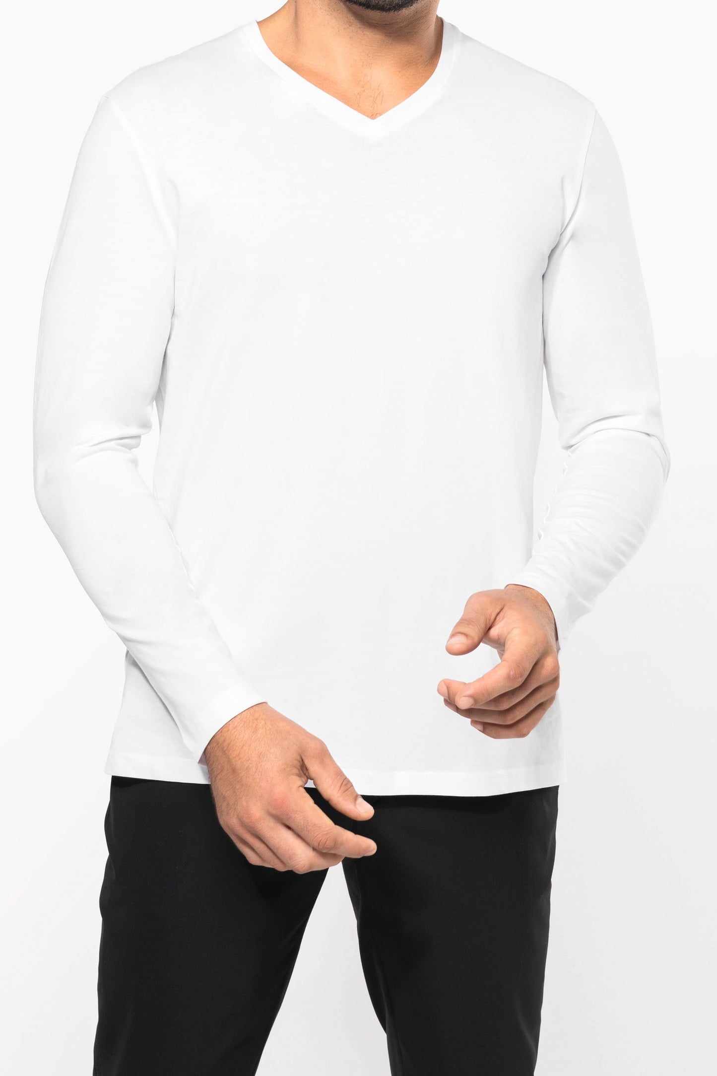 PK306 - T-shirt uomo Supima® maniche lunghe e scollo a V