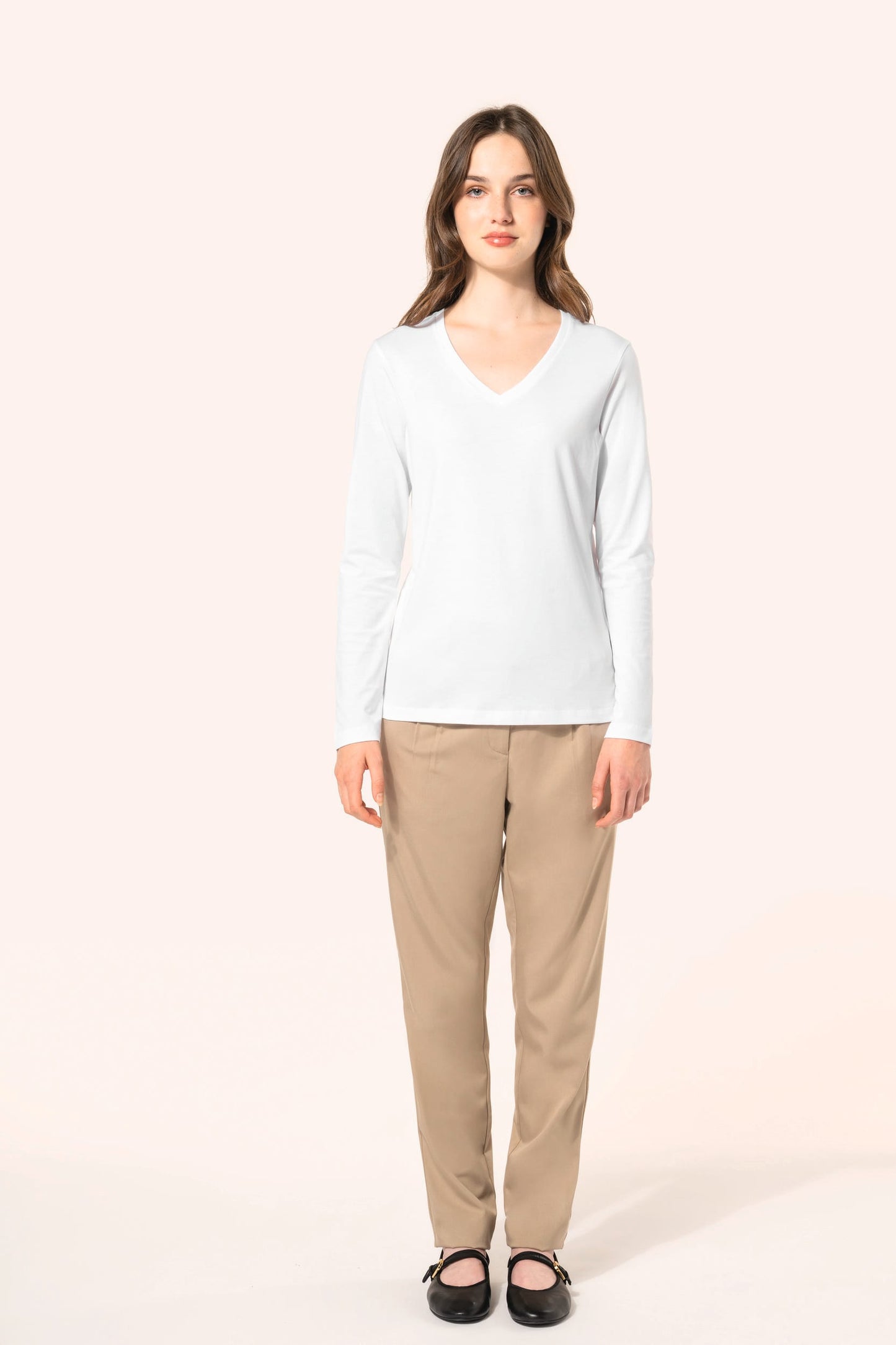 PK307 - T-shirt Supima® maniche lunghe e scollo a V
