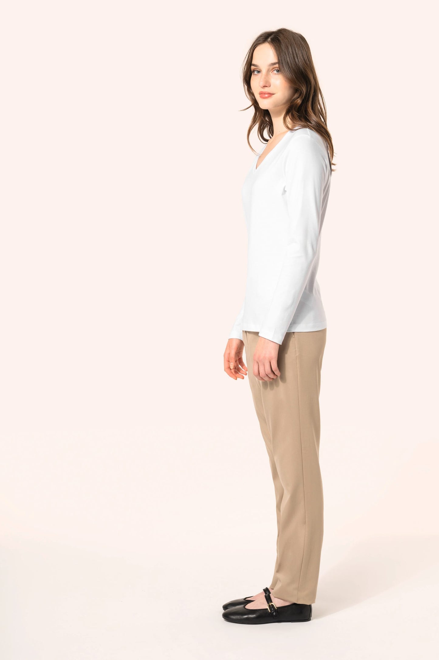 PK307 - T-shirt Supima® maniche lunghe e scollo a V